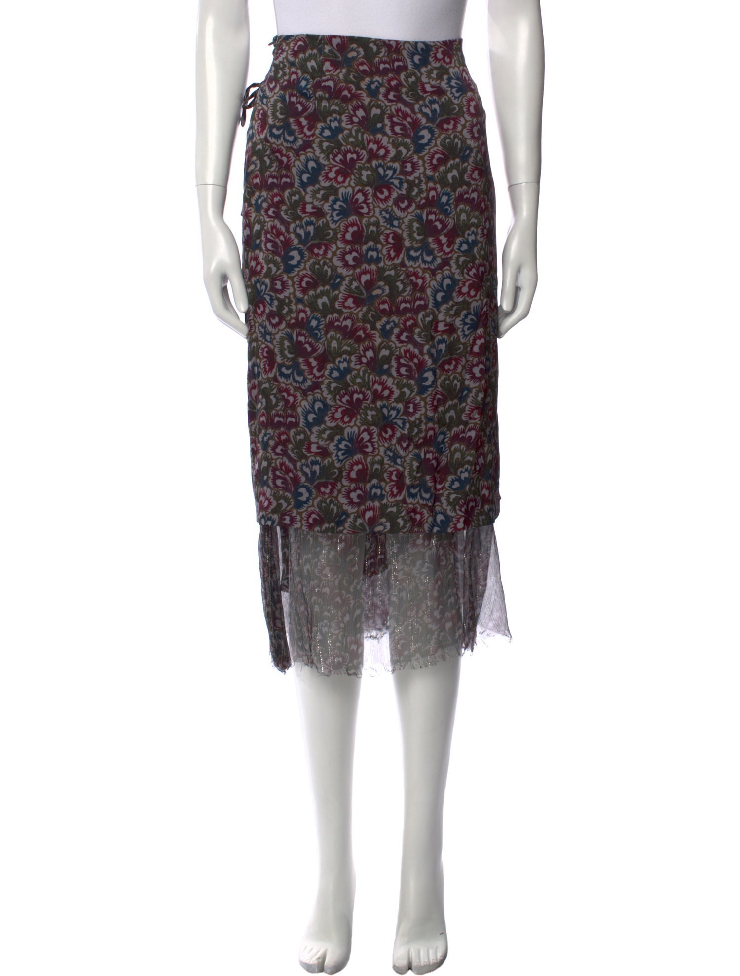 Dries Van Noten Silk Midi Length Skirt