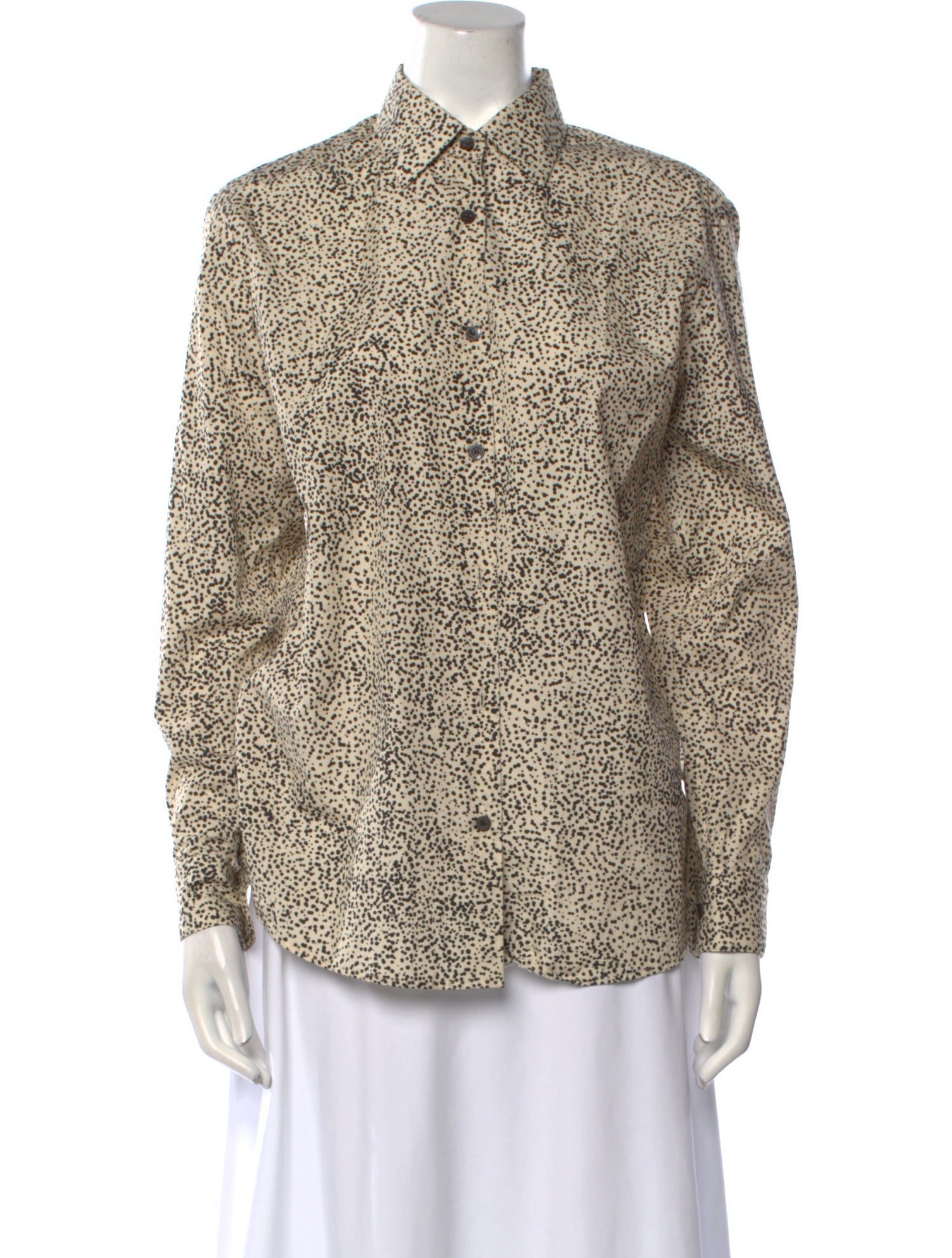 Dries Van Noten Printed Long Sleeve Button-Up Top