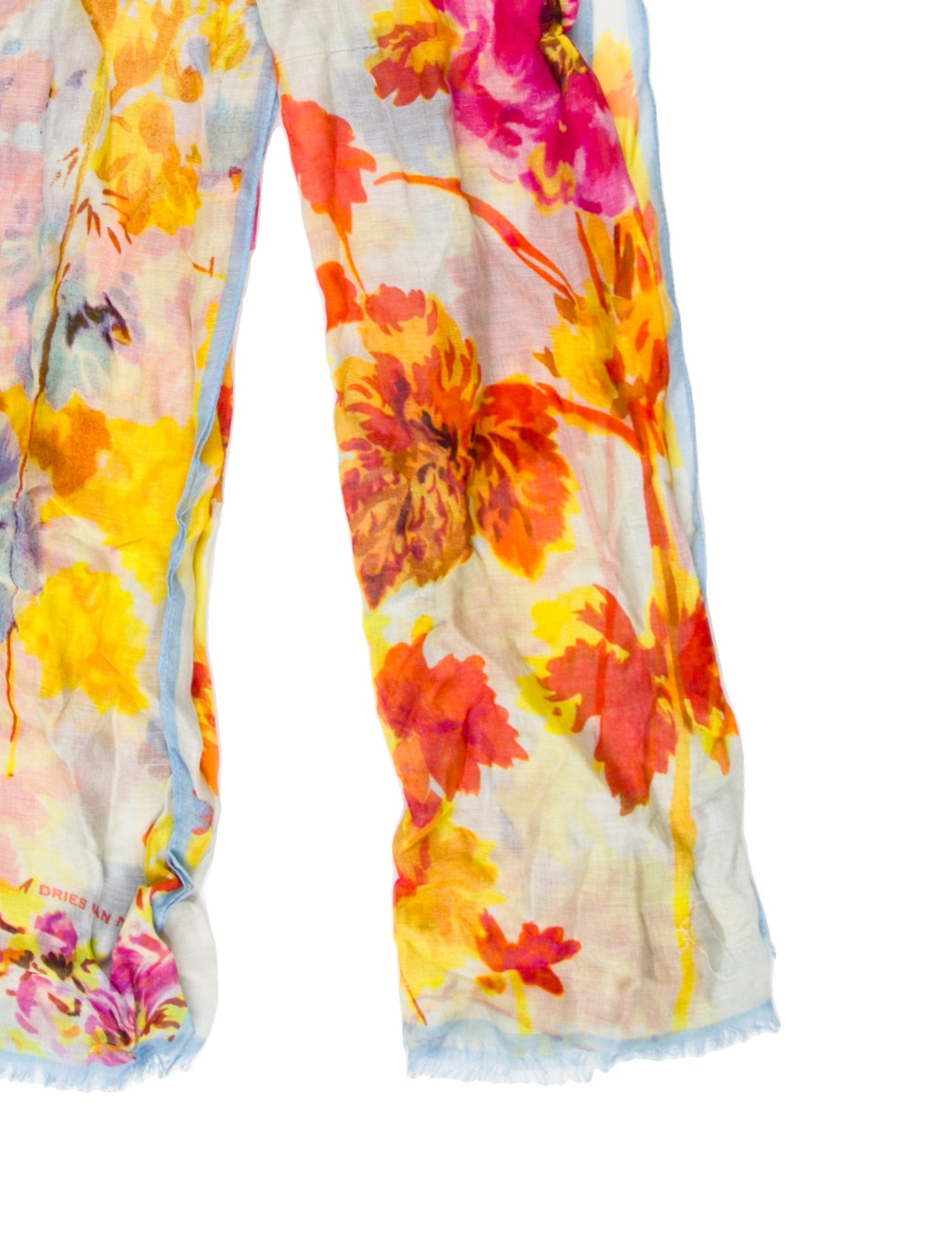 Dries Van Noten Silk Floral Print Scarf