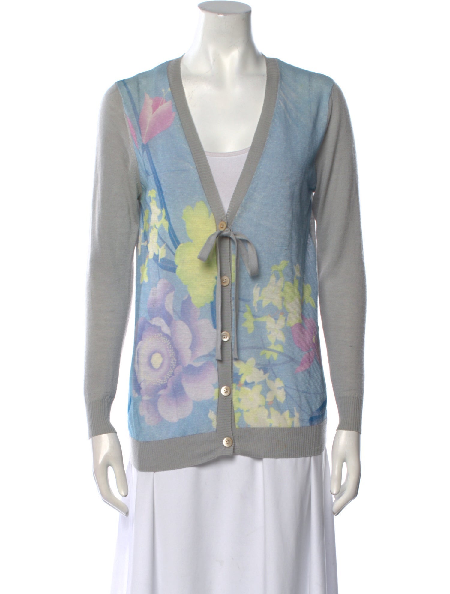 Dries Van Noten Floral Print V-Neck Sweater