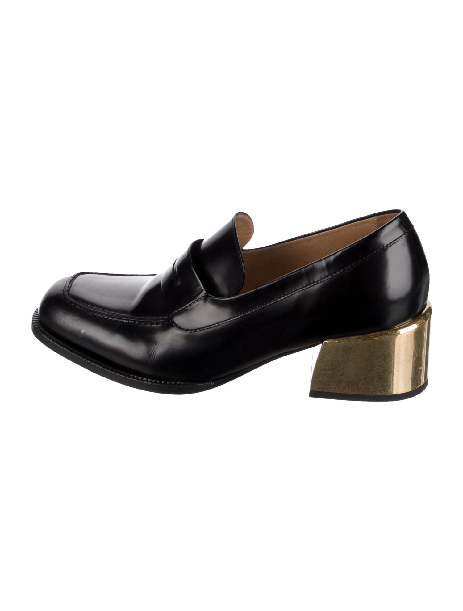 Dries Van Noten Leather Colorblock Pattern Loafers