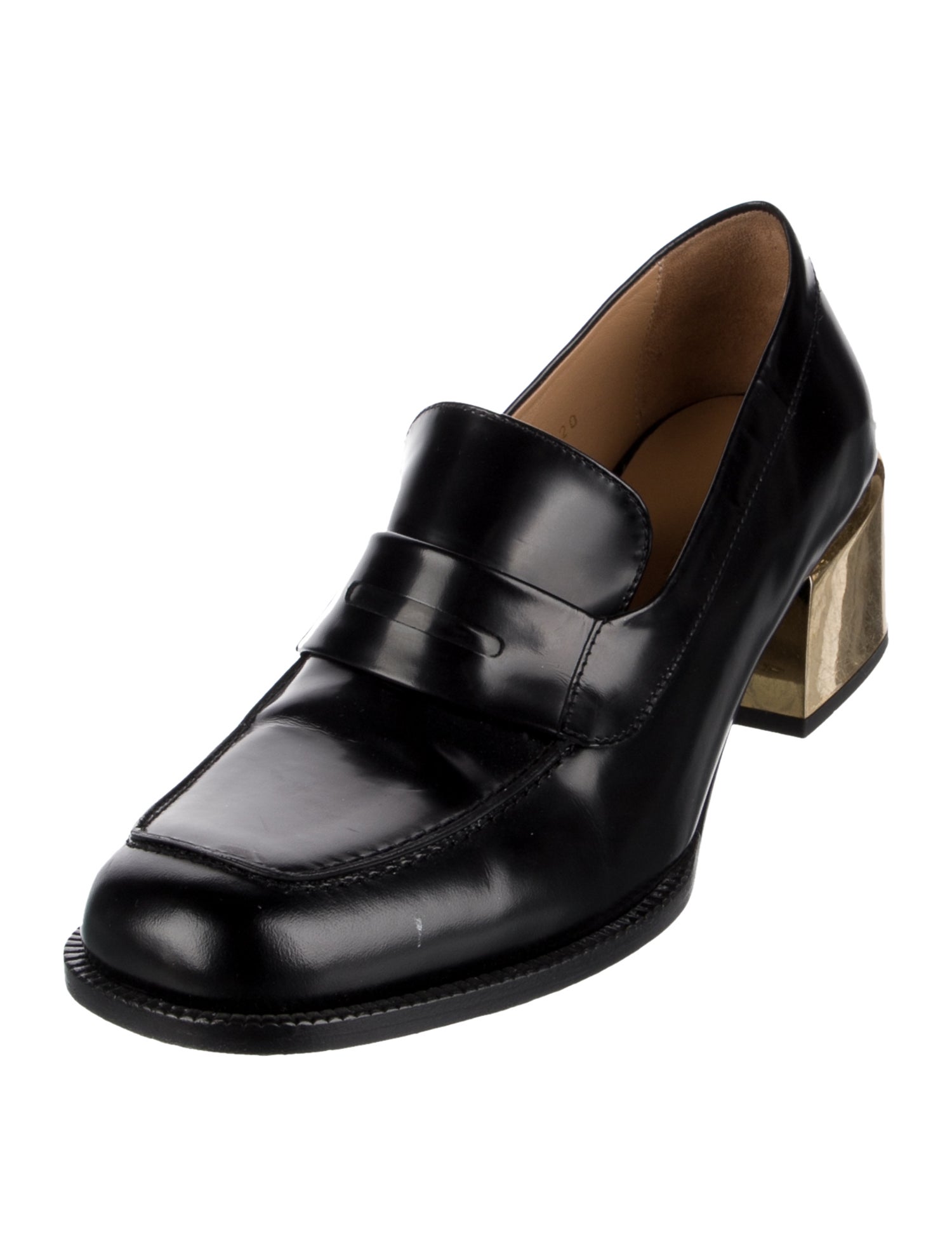 Dries Van Noten Leather Colorblock Pattern Loafers