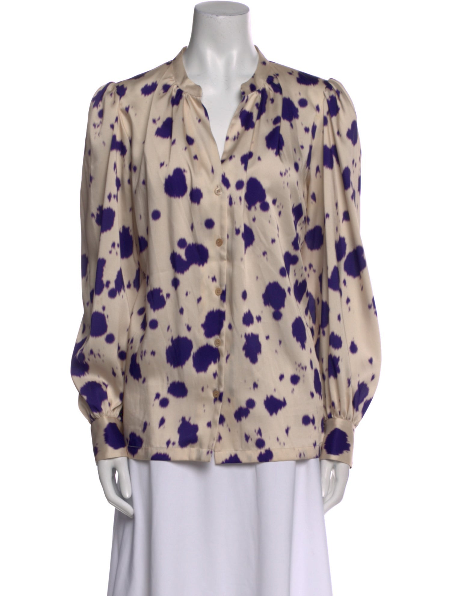 Dries Van Noten Printed V-Neck Button-Up Top