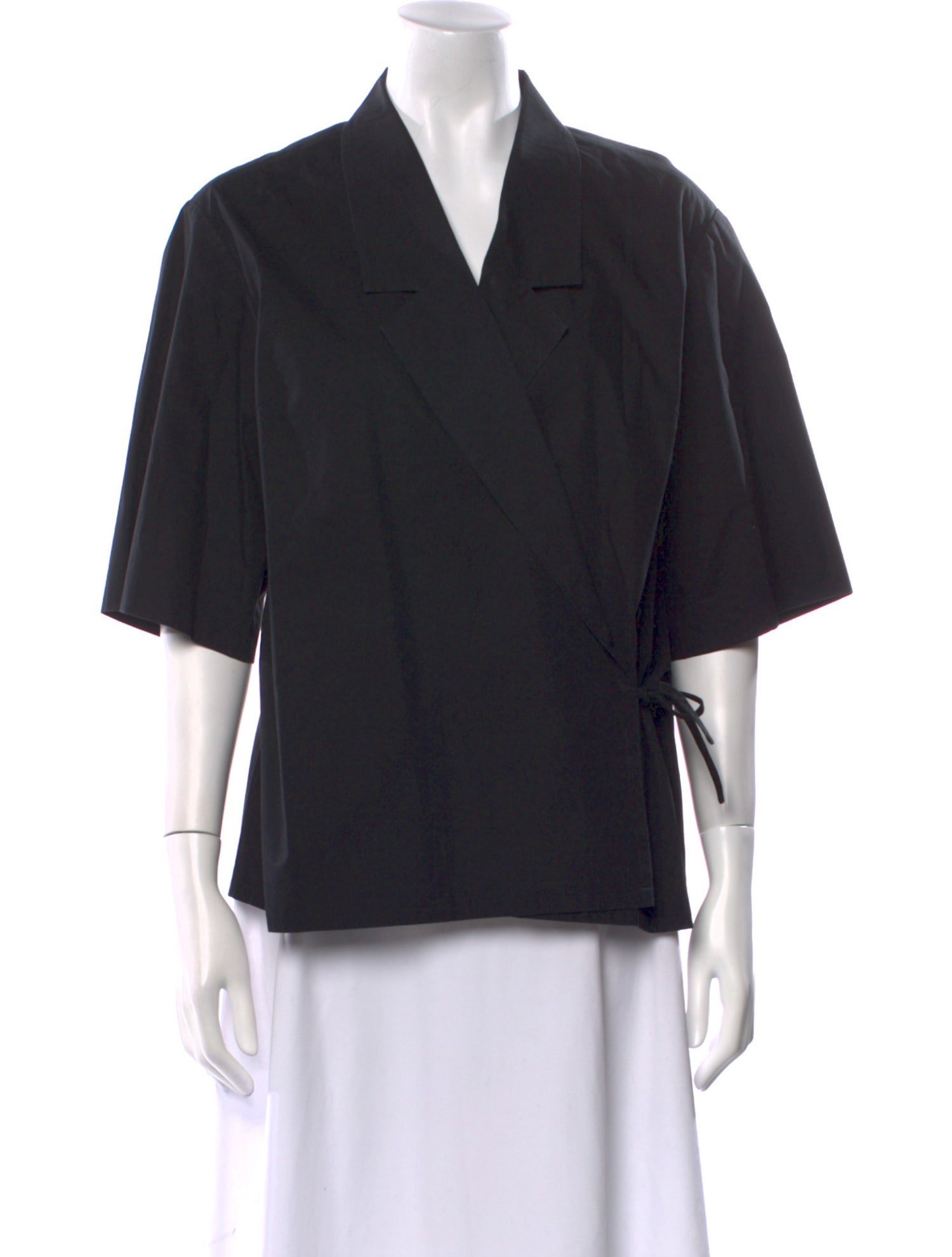 Dries Van Noten V-Neck Three-Quarter Sleeve Button-Up Top