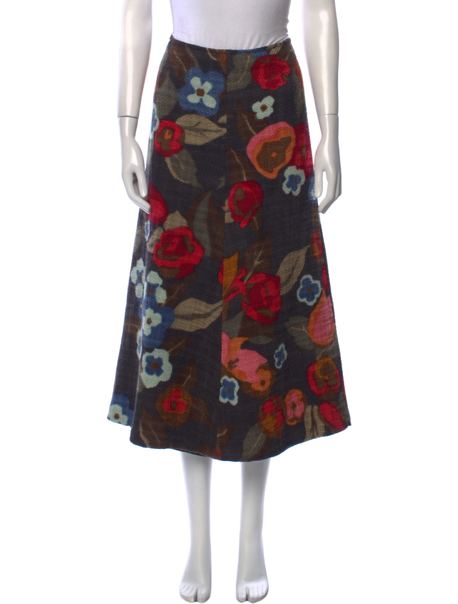 Dries Van Noten Floral Print Midi Length Skirt