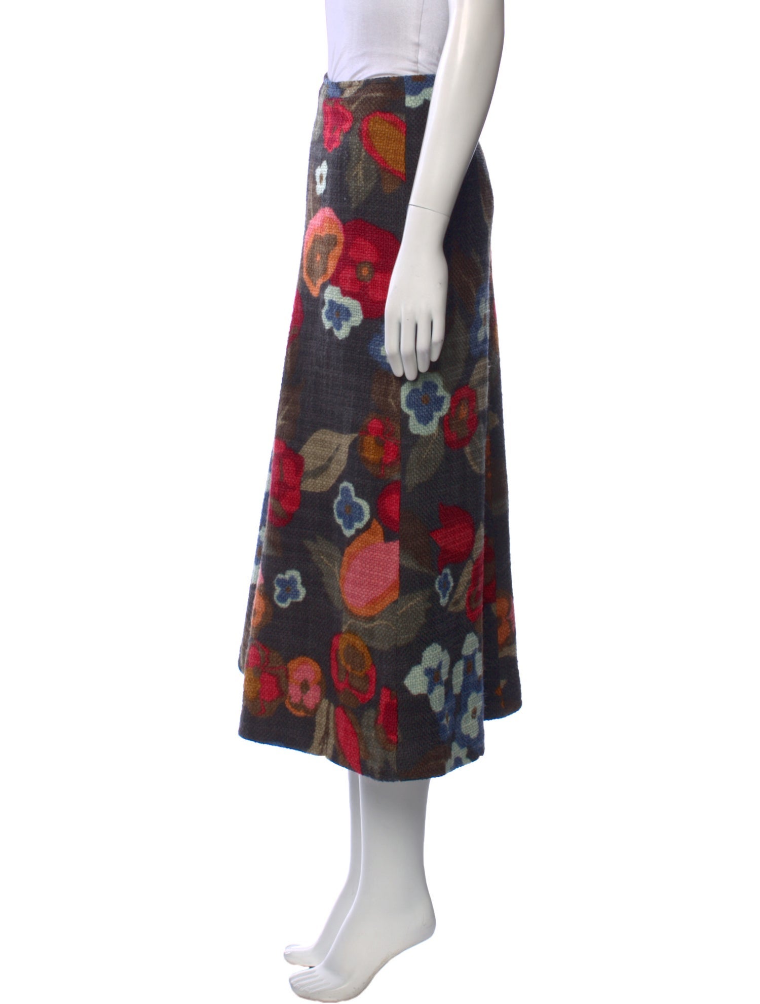 Dries Van Noten Floral Print Midi Length Skirt