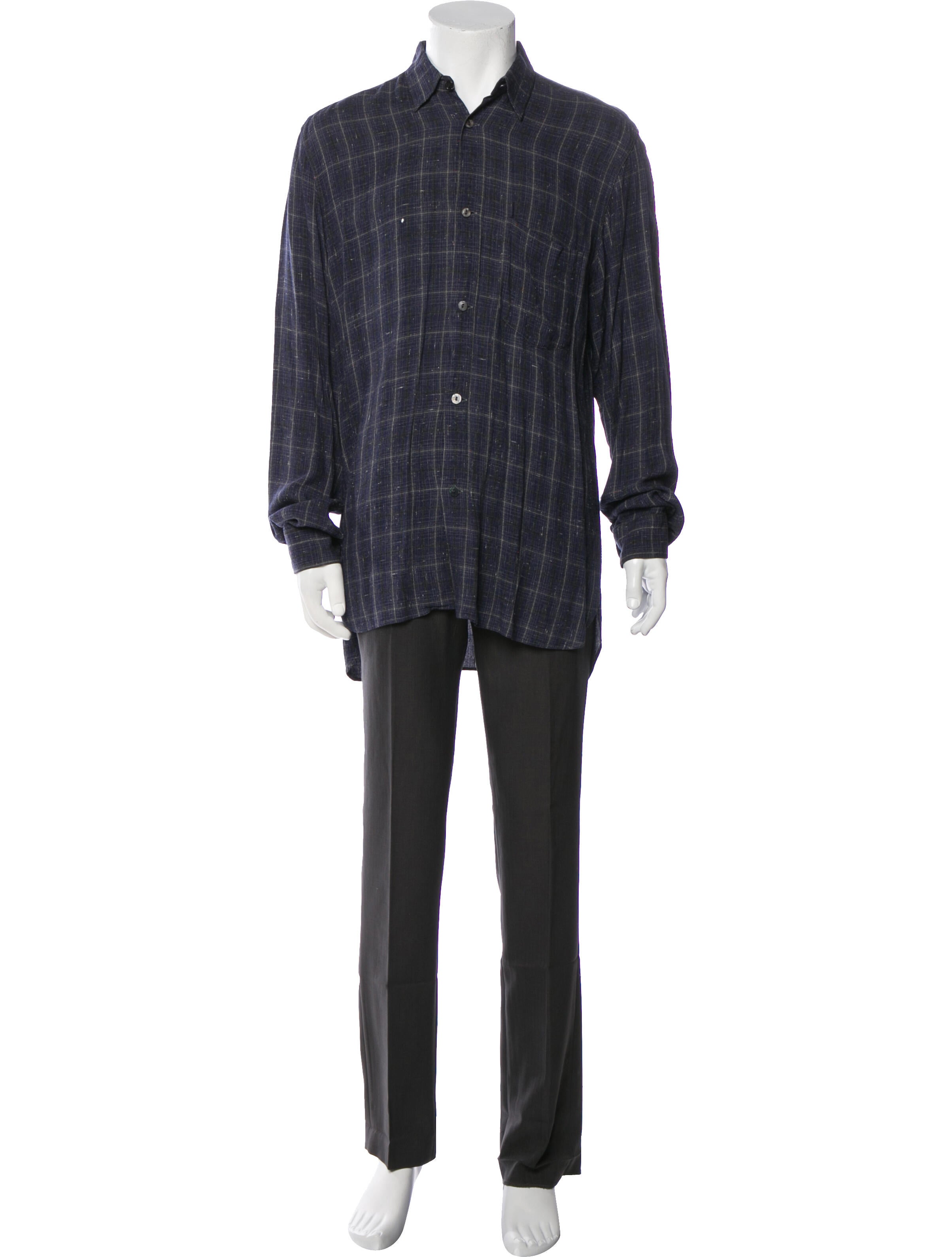 Dries Van Noten Plaid Print Long Sleeve Shirt