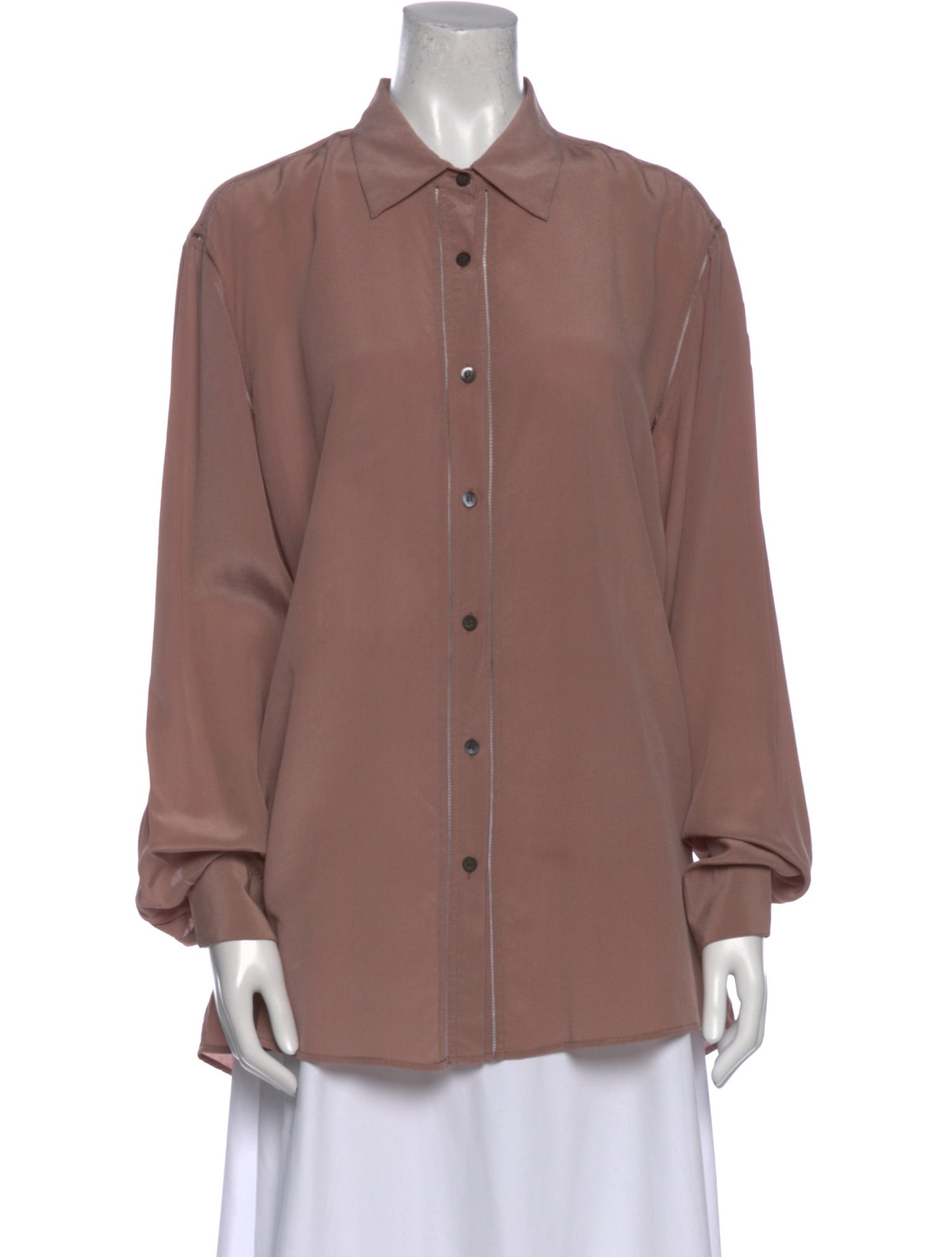 Dries Van Noten Silk Long Sleeve Button-Up Top
