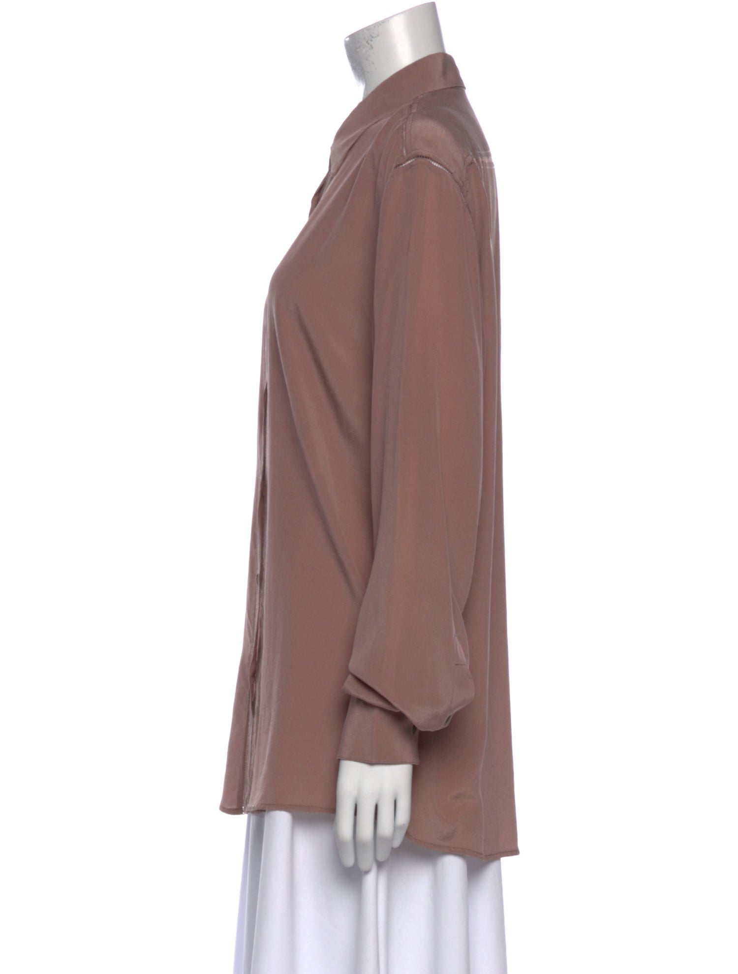 Dries Van Noten Silk Long Sleeve Button-Up Top