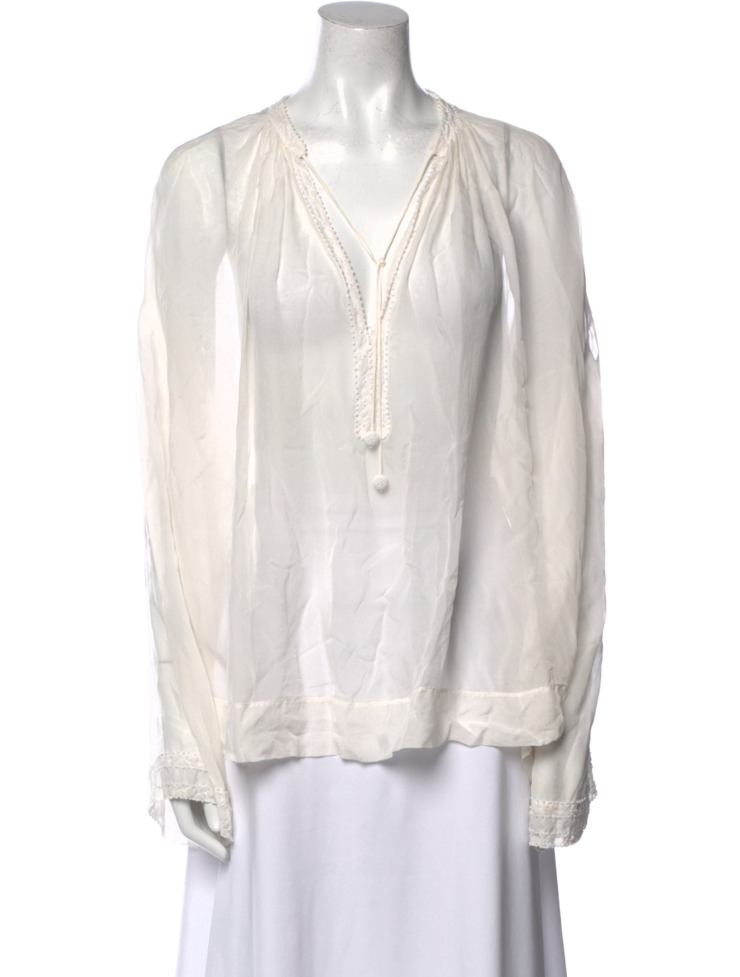 Dries Van Noten V-Neck Long Sleeve Blouse