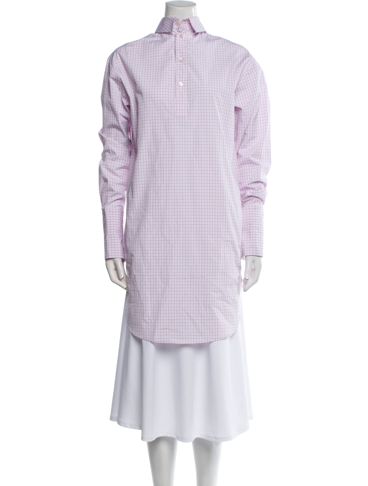 Dries Van Noten Plaid Print Mock Neck Tunic