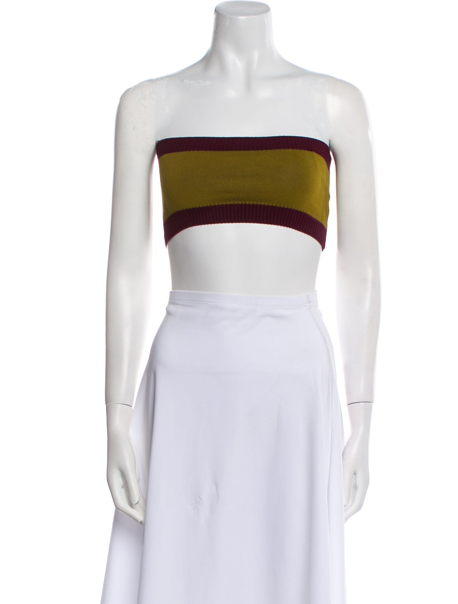 Dries Van Noten Colorblock Pattern Strapless Crop Top