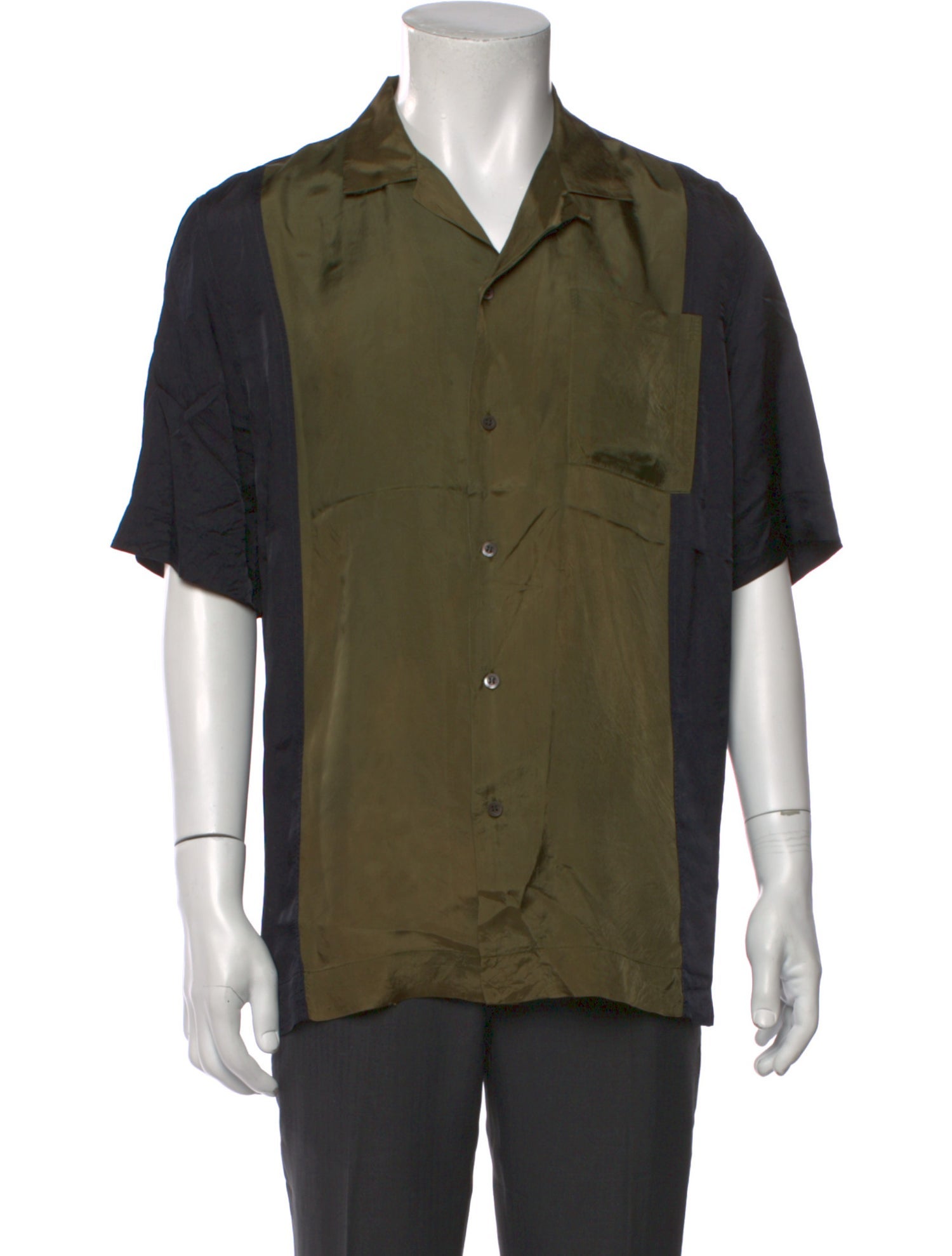 Dries Van Noten Colorblock Pattern Short Sleeve Shirt