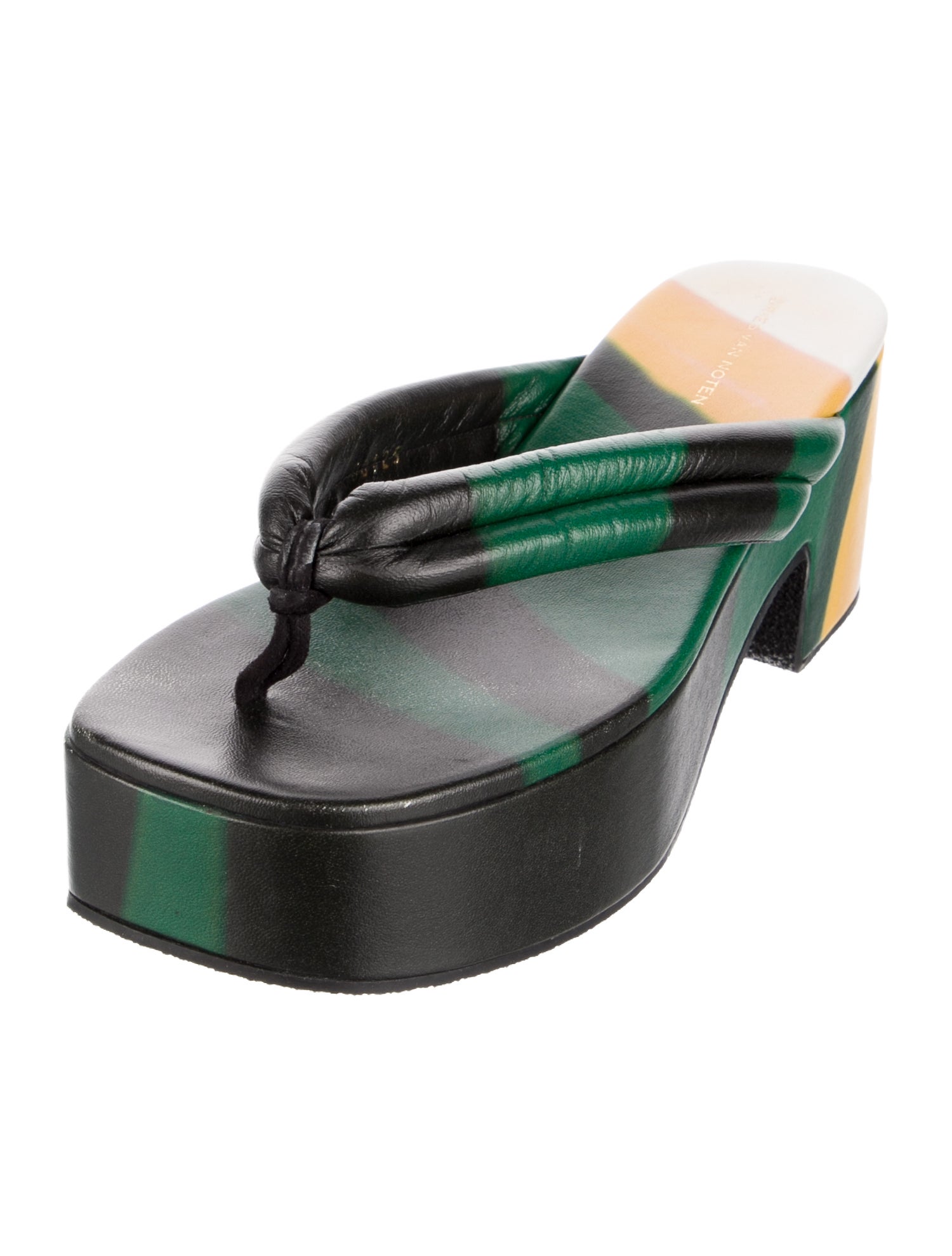 Dries Van Noten Leather Colorblock Pattern Slides
