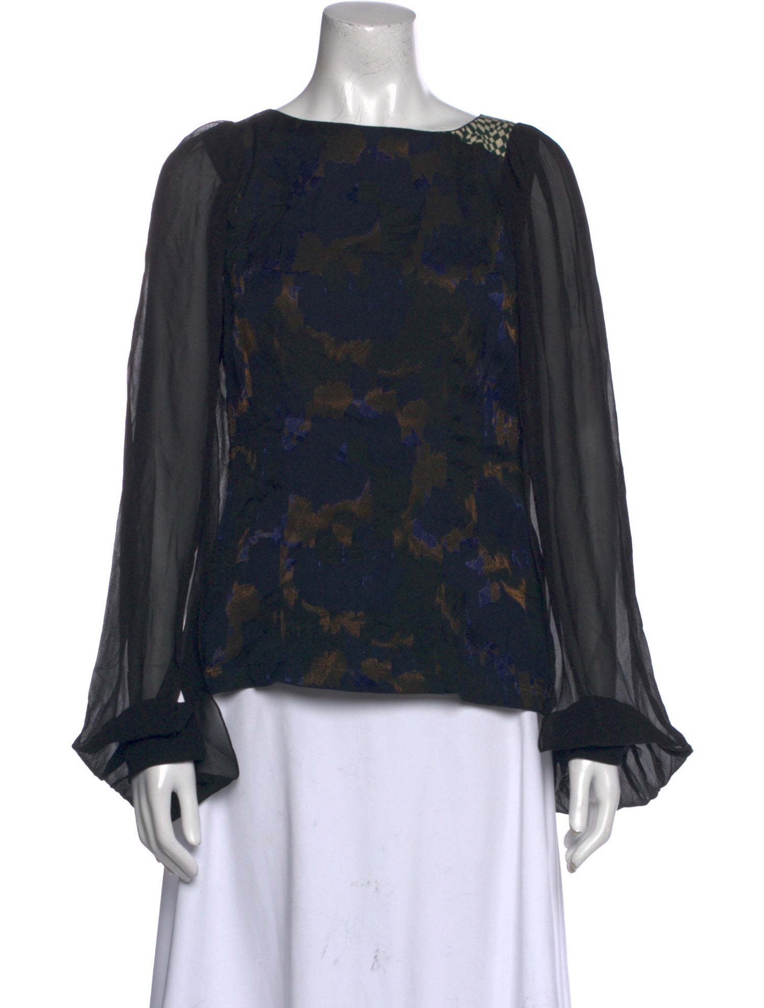 Dries Van Noten Printed Bateau Neckline Blouse