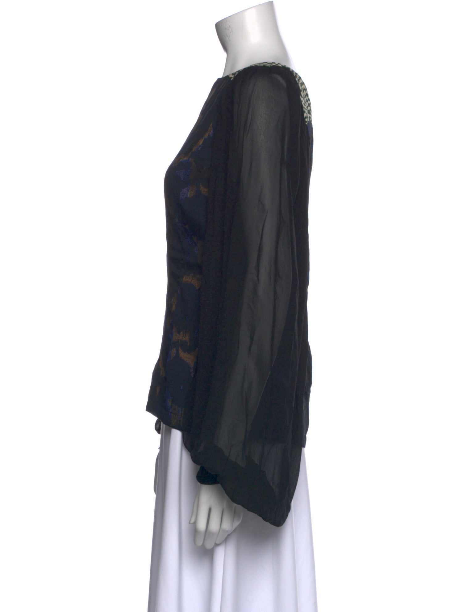 Dries Van Noten Printed Bateau Neckline Blouse