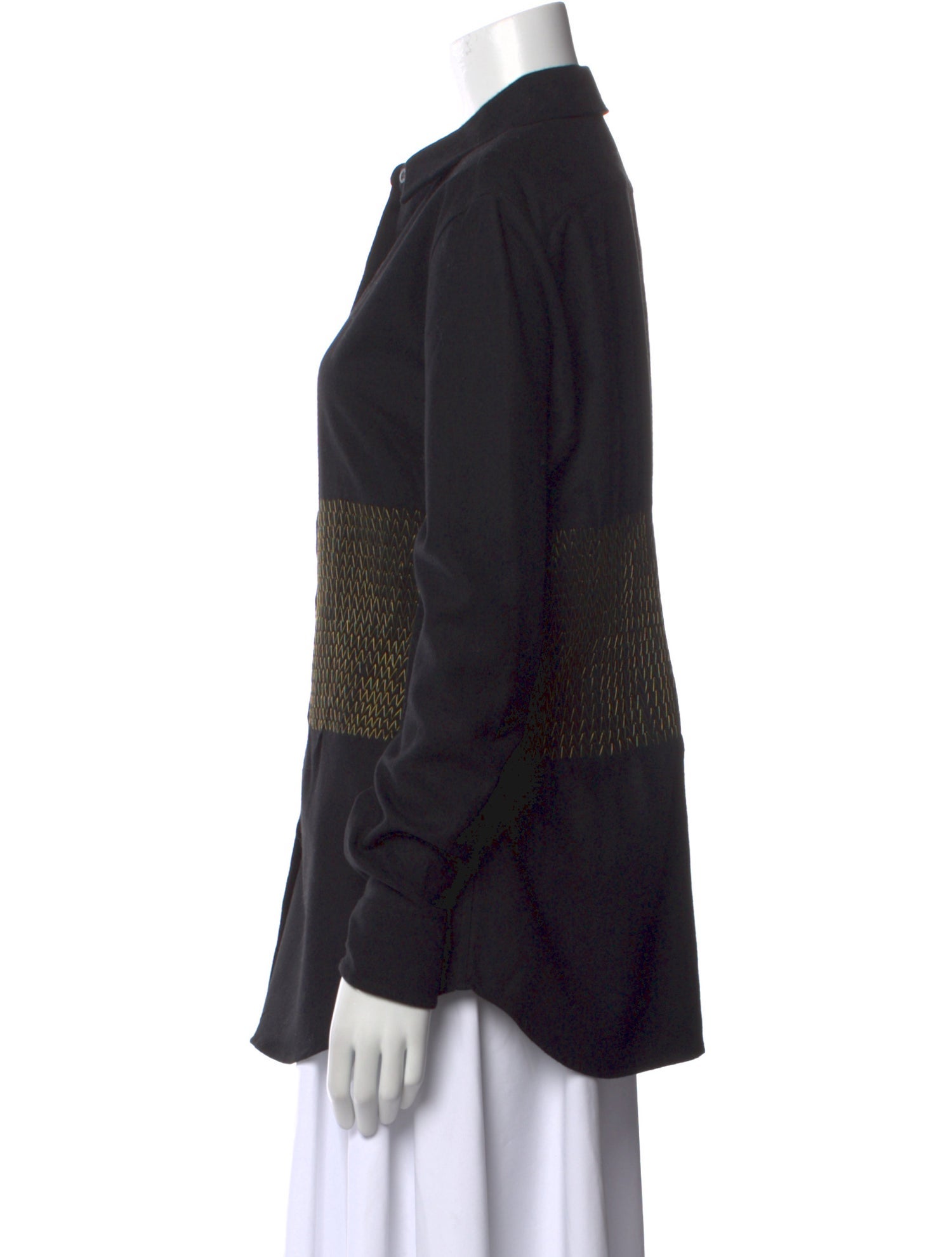 Dries Van Noten Wool Long Sleeve Button-Up Top