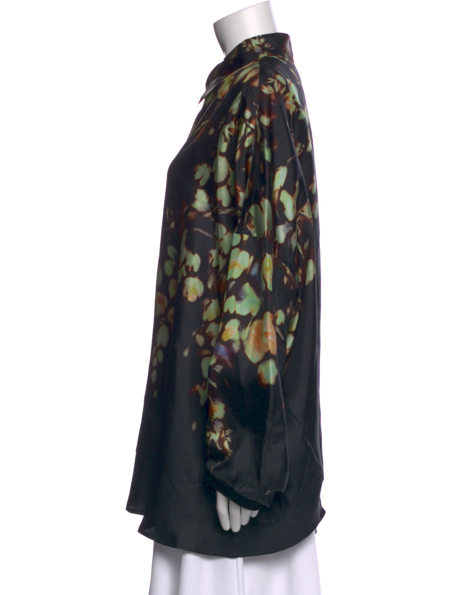 Dries Van Noten Silk Floral Print Button-Up Top
