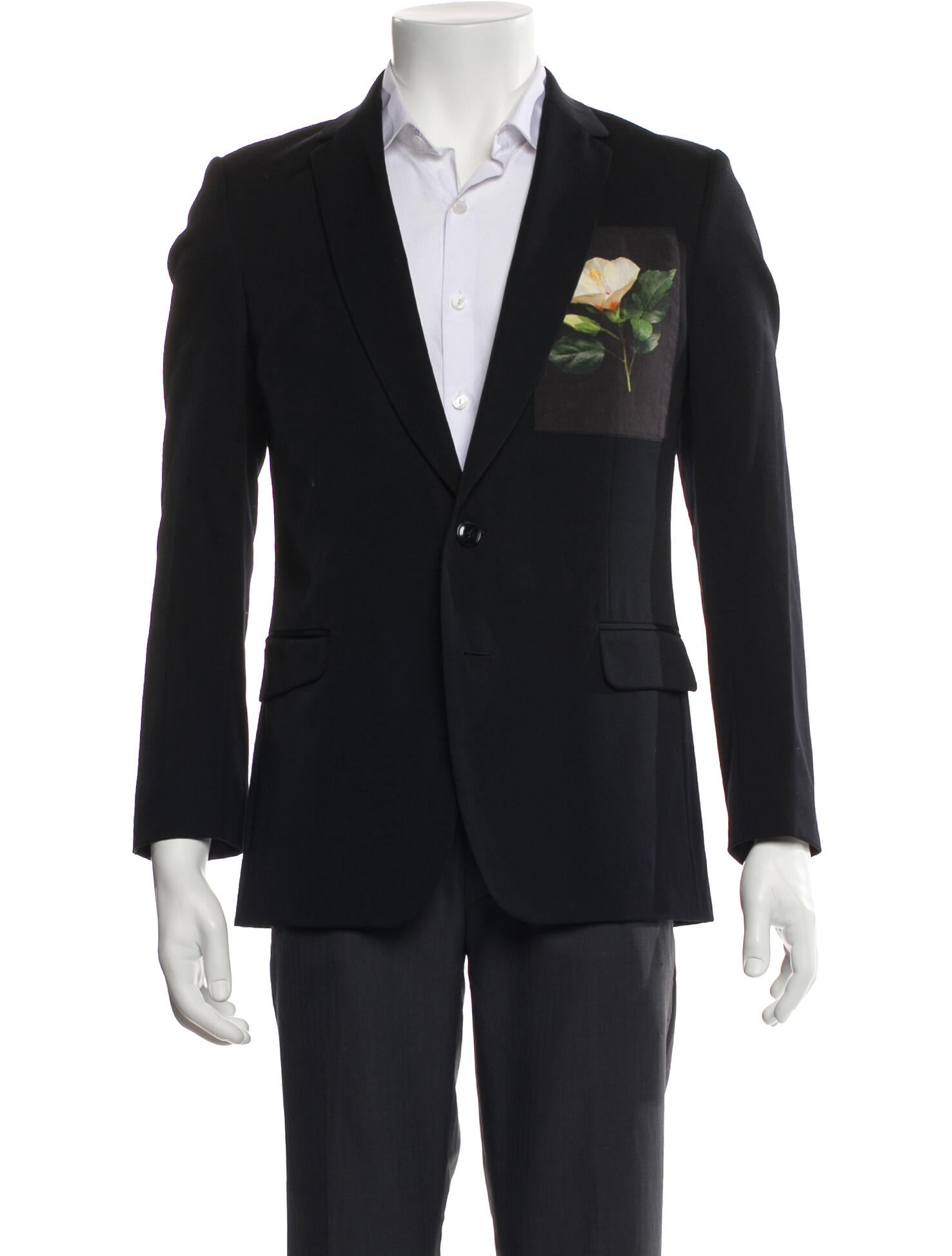 Dries Van Noten Wool Graphic Print Peacoat