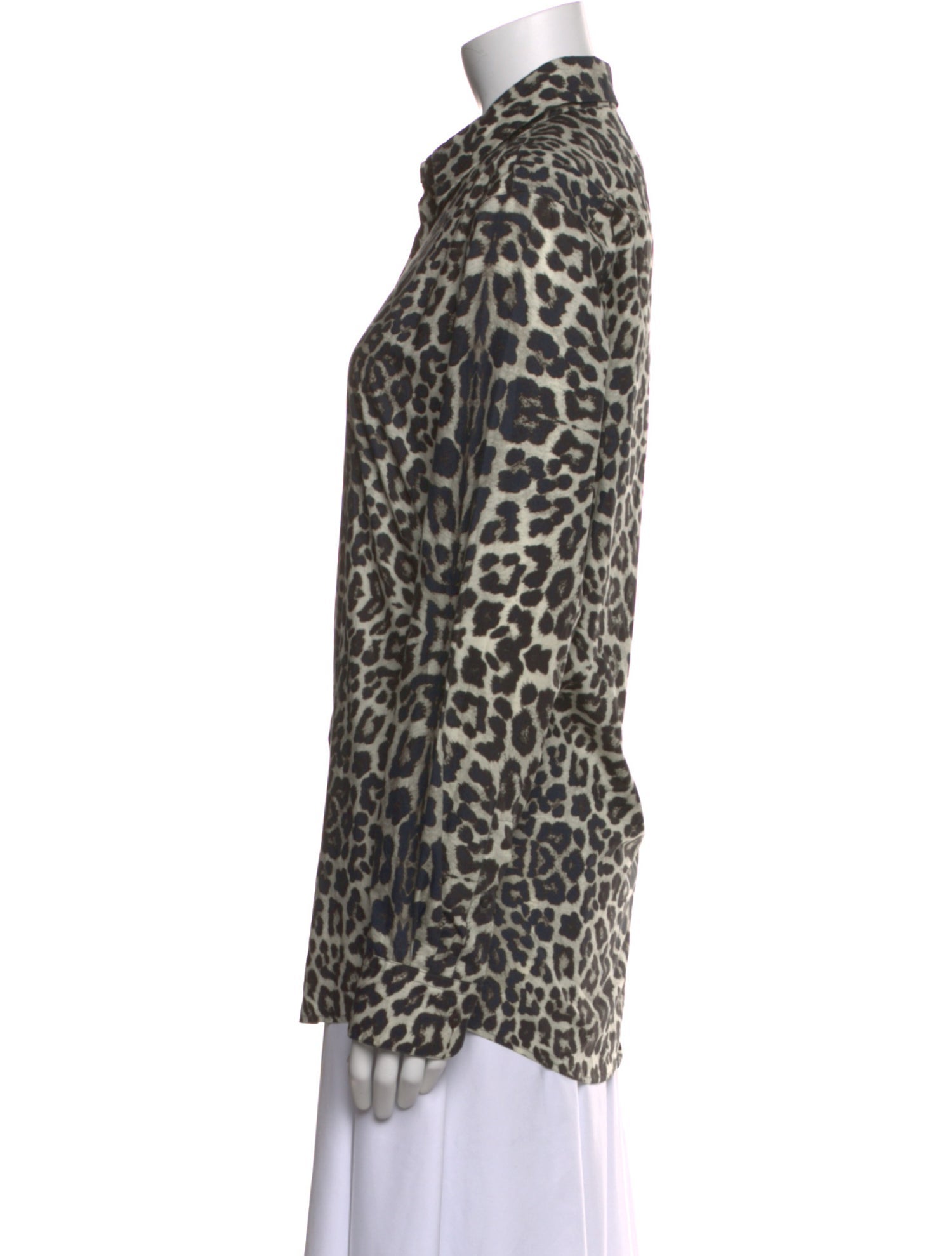 Dries Van Noten Animal Print Long Sleeve Button-Up Top