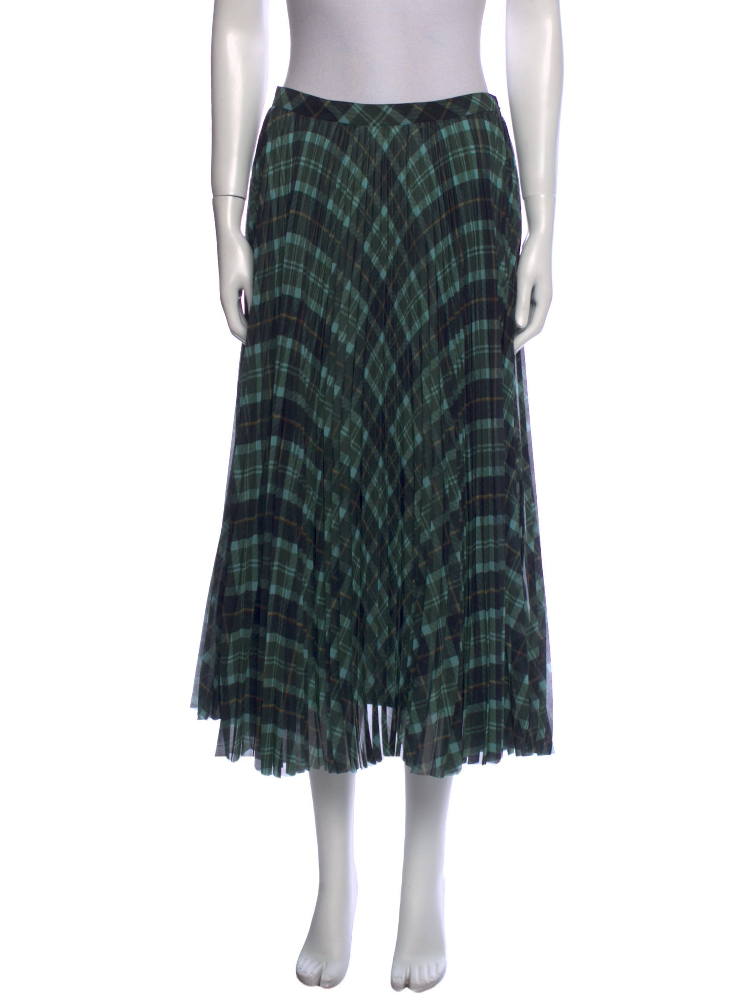Dries Van Noten Plaid Print Midi Length Skirt