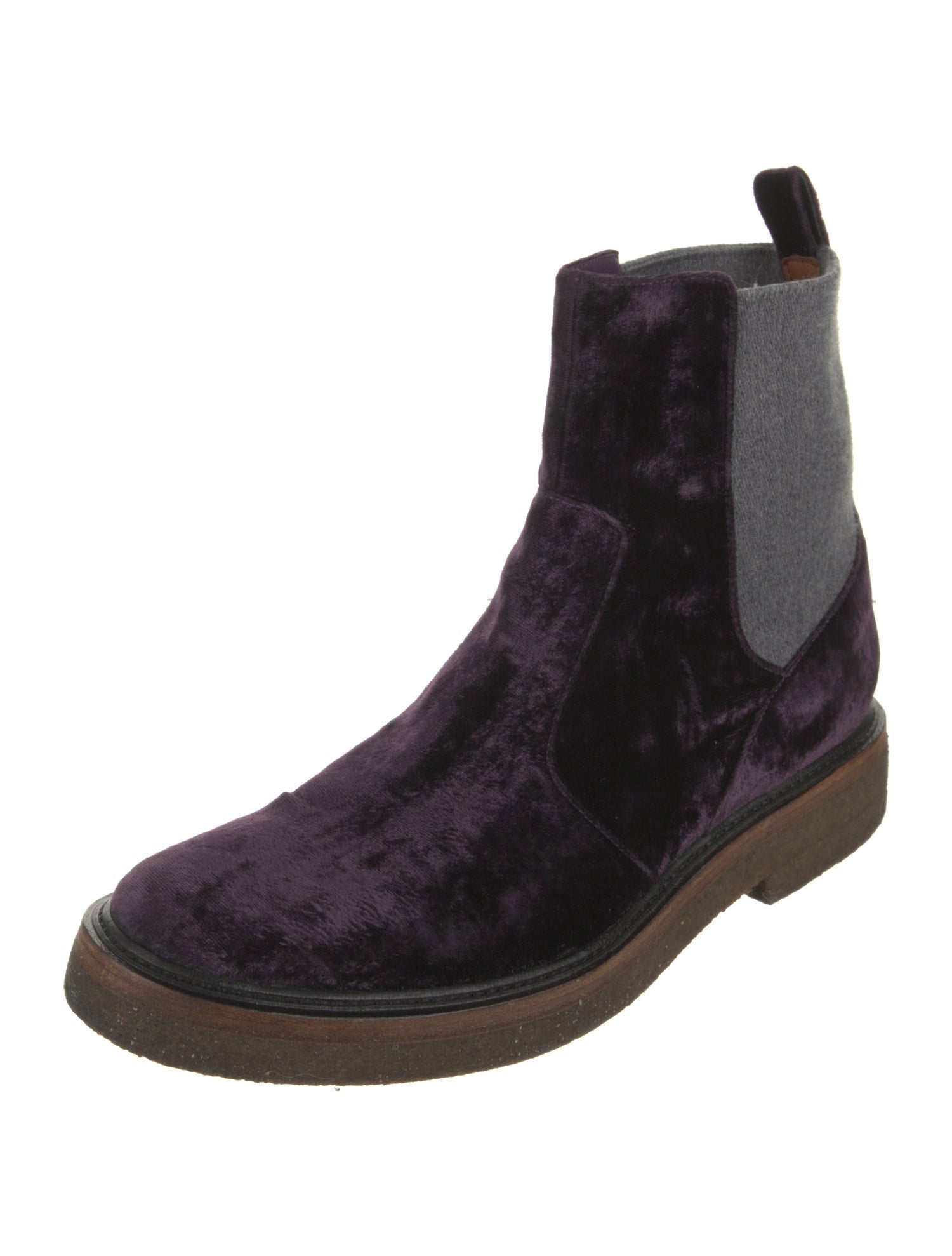 Dries Van Noten Velvet Chelsea Boots