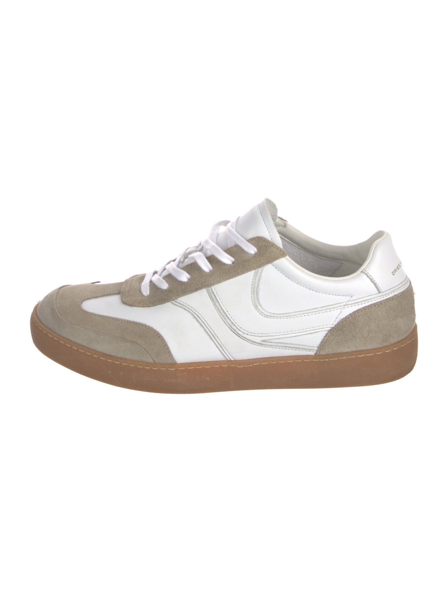 Dries Van Noten Leather Colorblock Pattern Sneakers