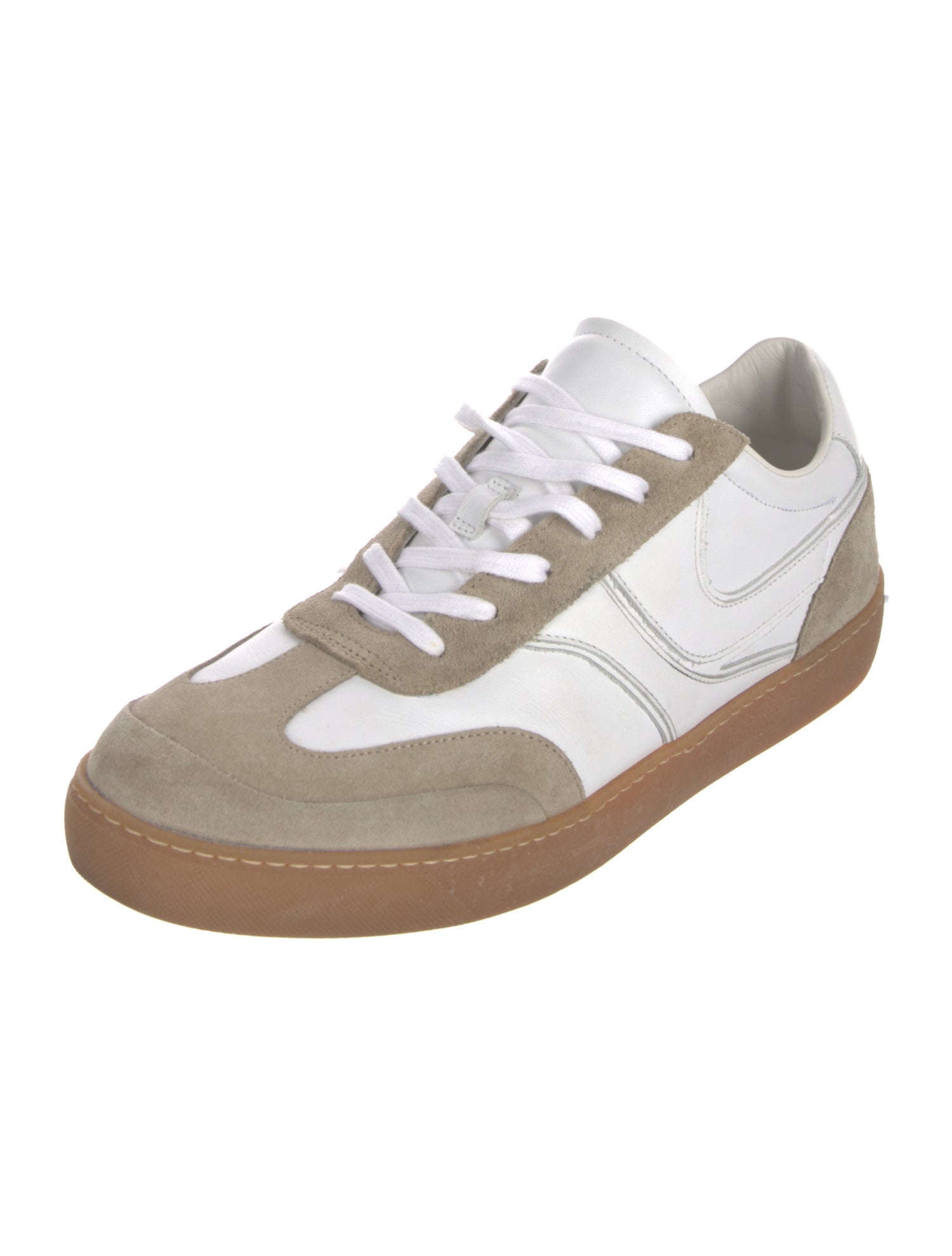 Dries Van Noten Leather Colorblock Pattern Sneakers