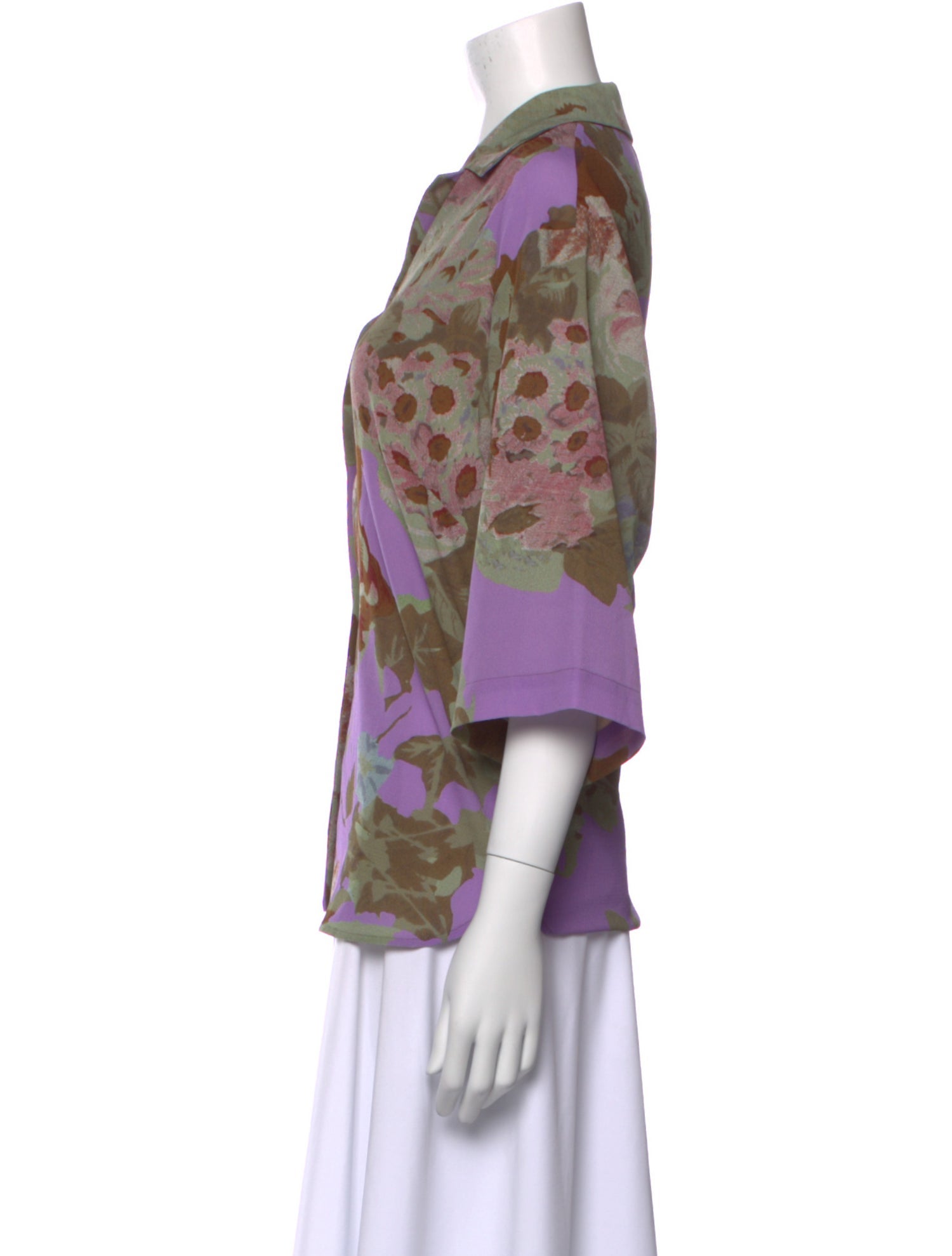 Dries Van Noten Floral Print V-Neck Blouse