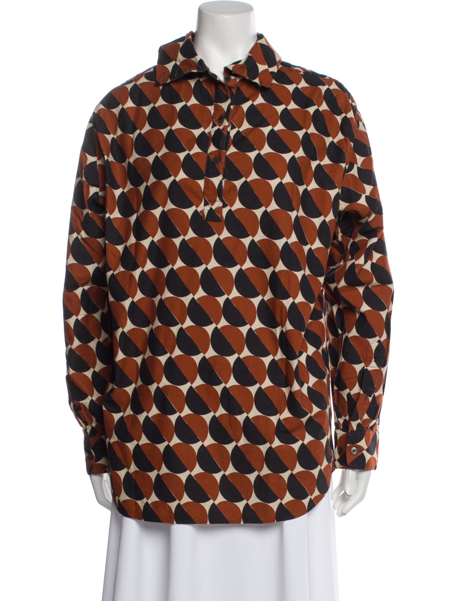 Dries Van Noten Printed Long Sleeve Button-Up Top