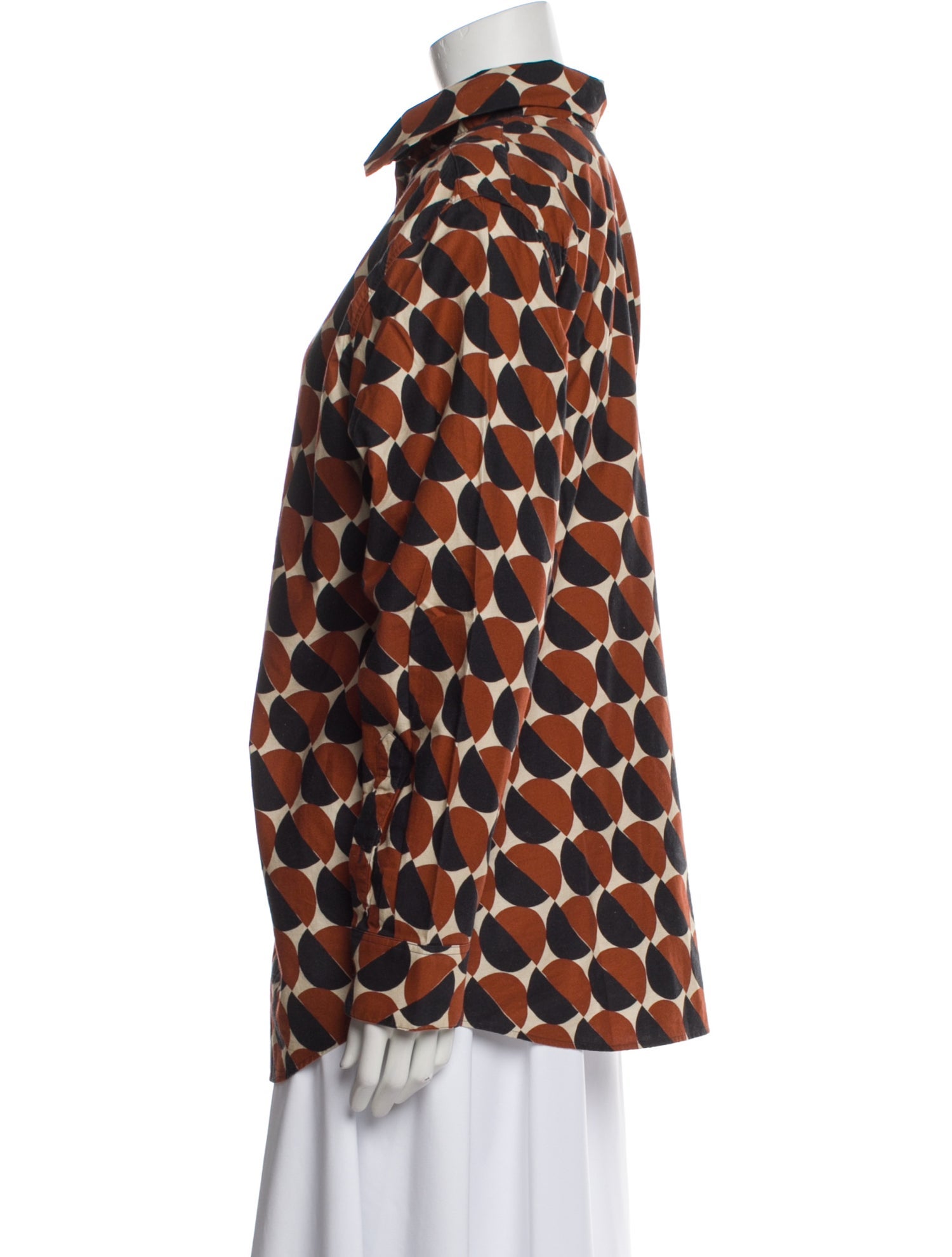 Dries Van Noten Printed Long Sleeve Button-Up Top