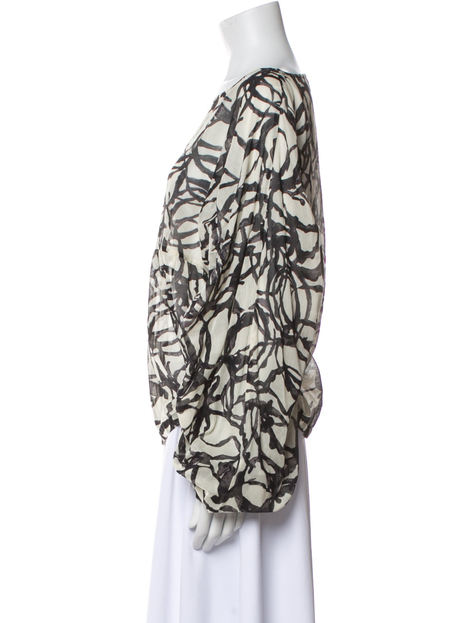 Dries Van Noten Printed Bateau Neckline Blouse