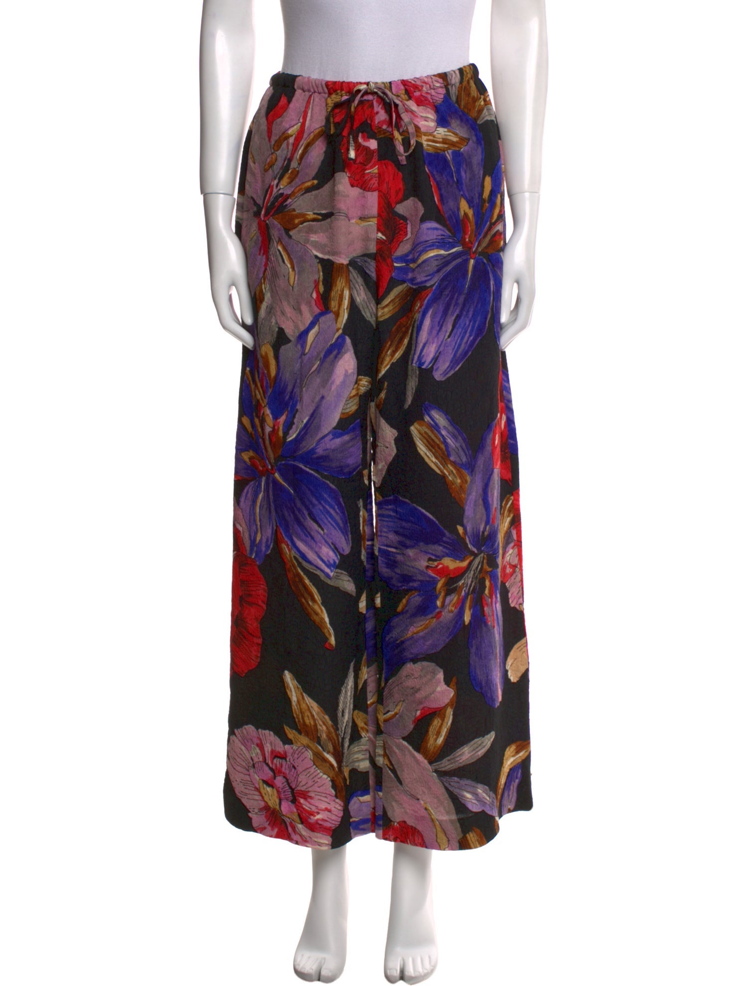 Dries Van Noten Floral Print Wide Leg Pants