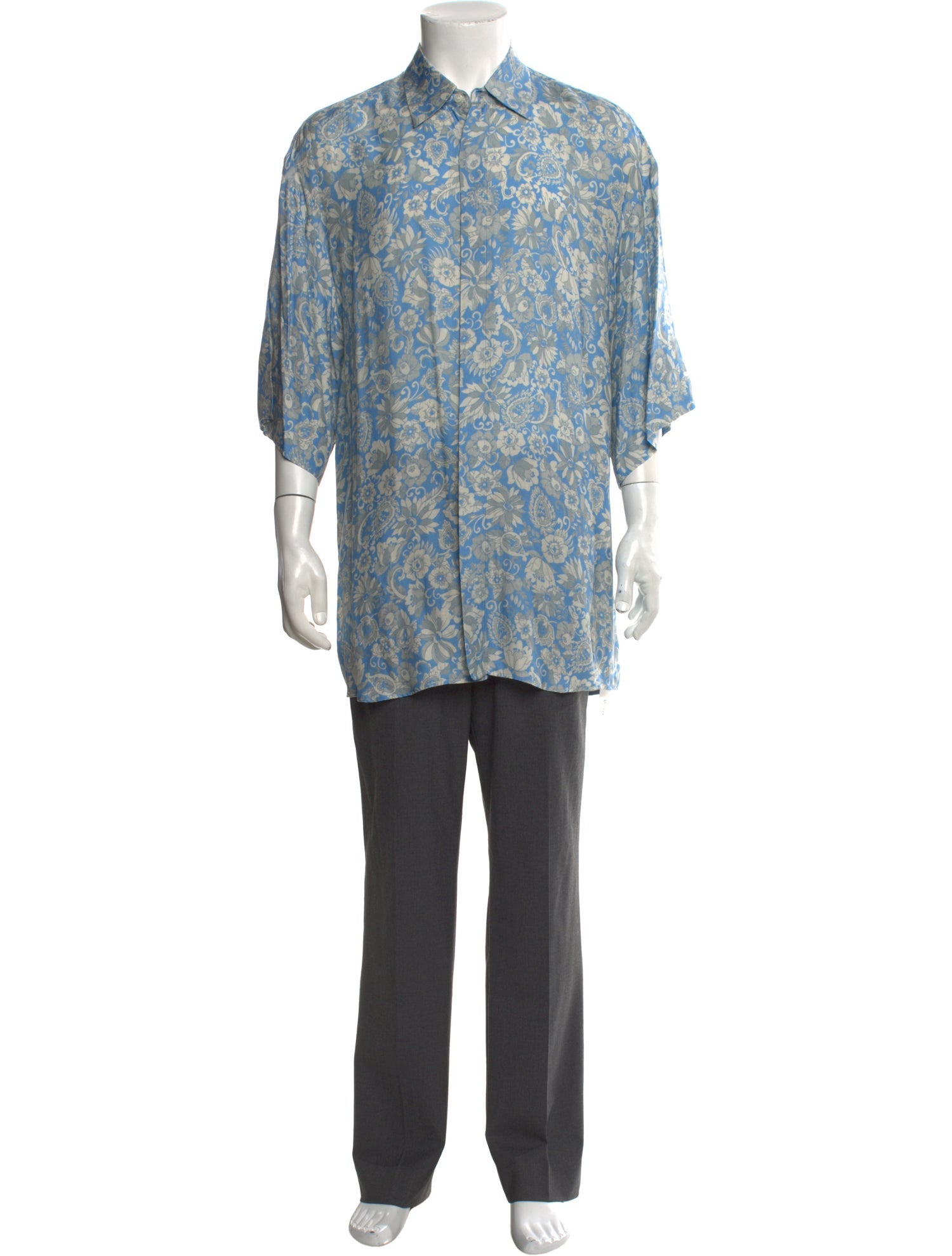 Dries Van Noten Floral Print Three-Quarter Sleeve Shirt