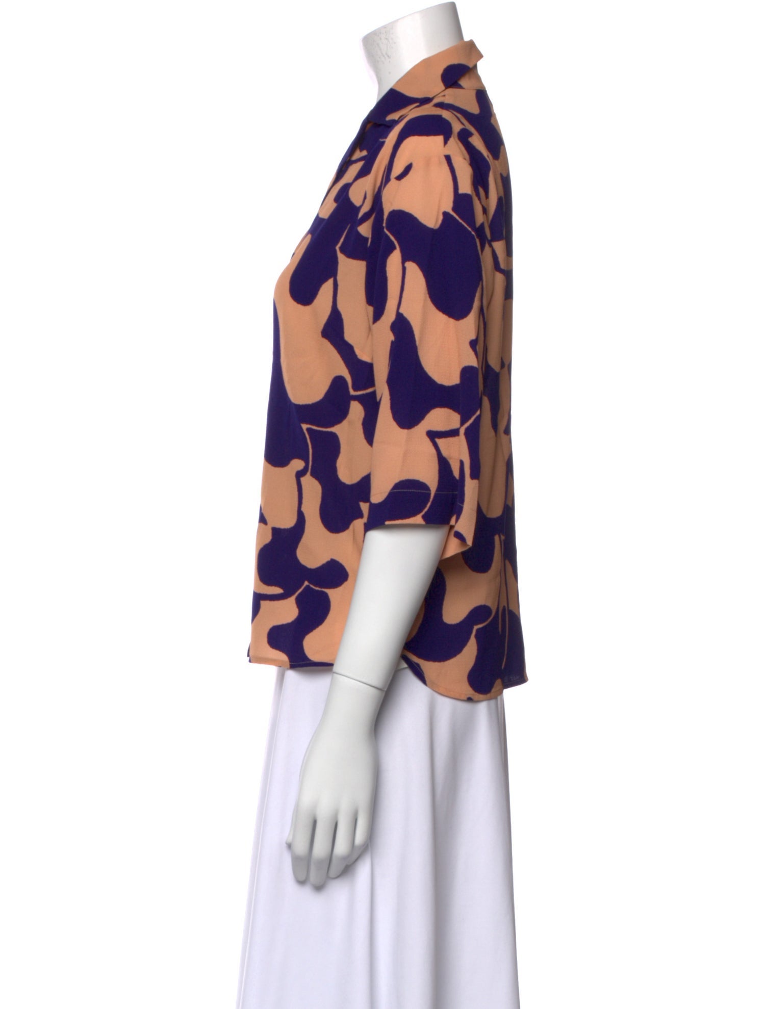 Dries Van Noten Printed Three-Quarter Sleeve Blouse
