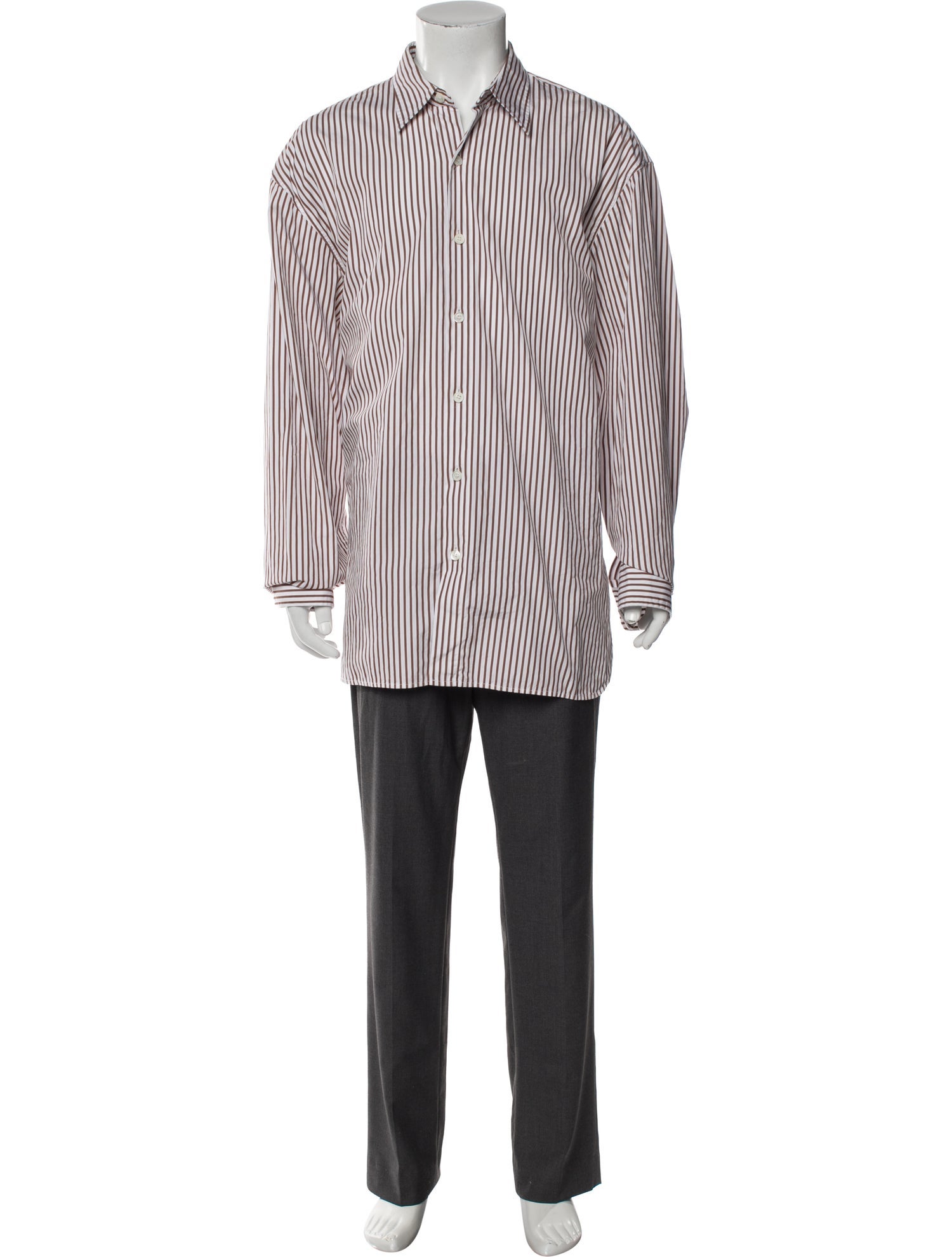 Dries Van Noten Striped Long Sleeve Dress Shirt