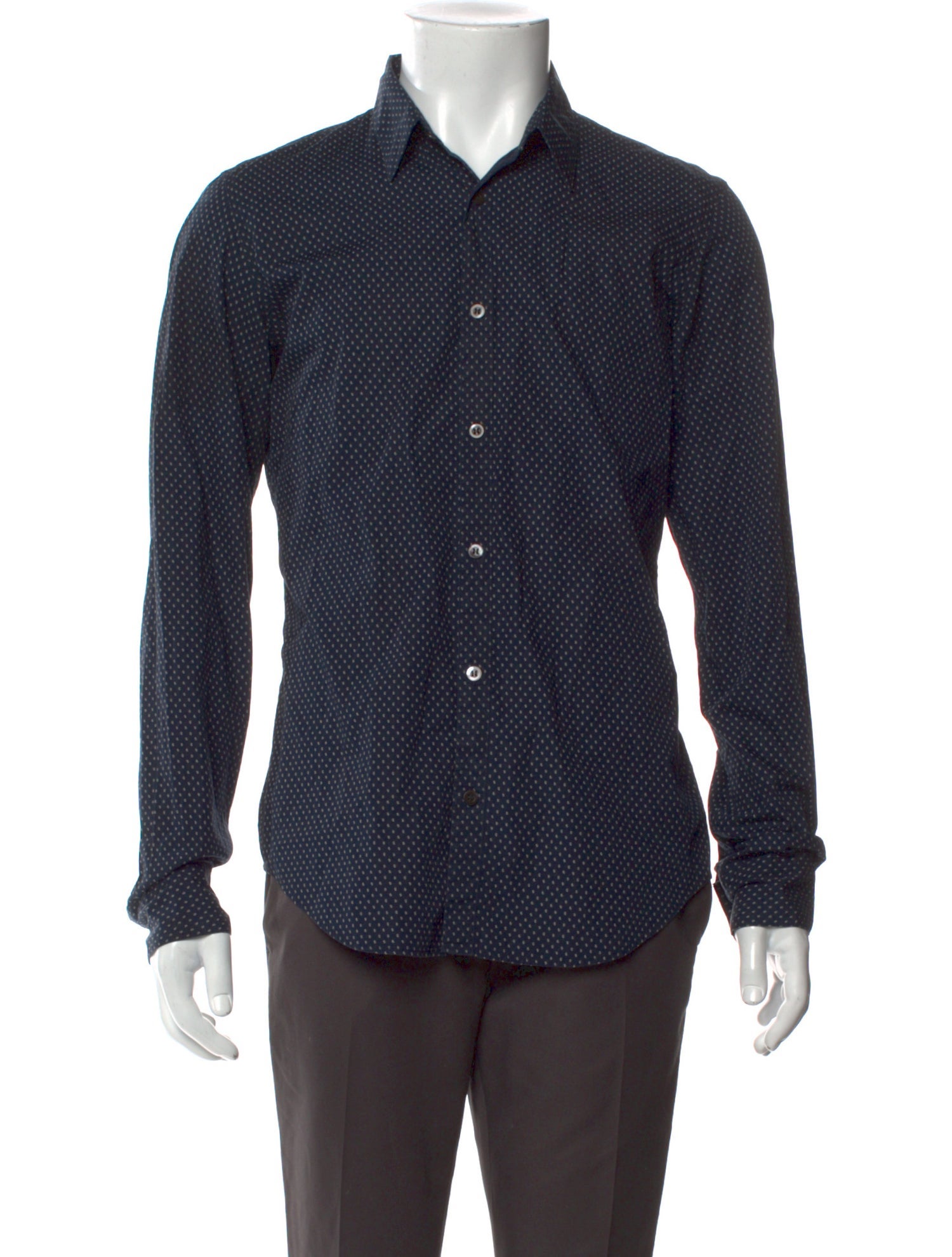 Dries Van Noten Polka Dot Print Long Sleeve Dress Shirt