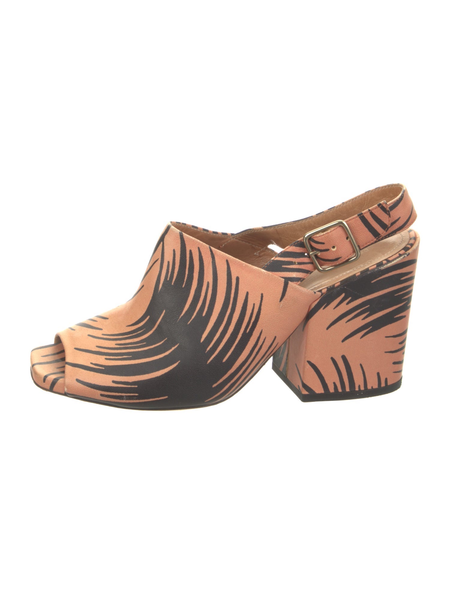 Dries Van Noten Leather Printed Slingback Sandals