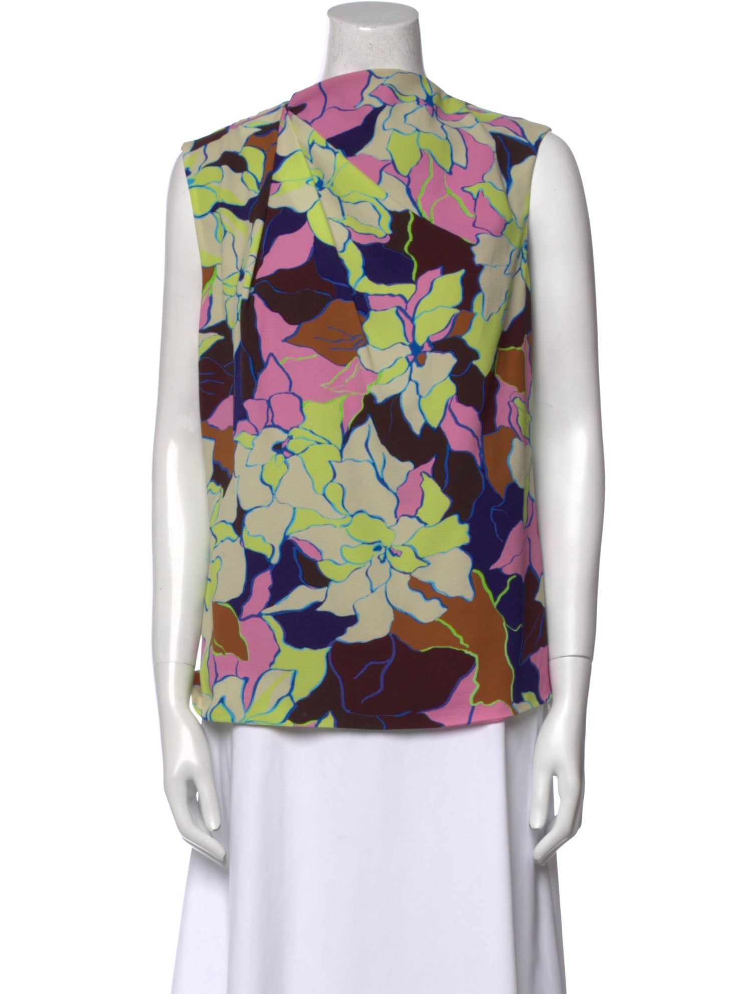 Dries Van Noten Floral Print Mock Neck Blouse