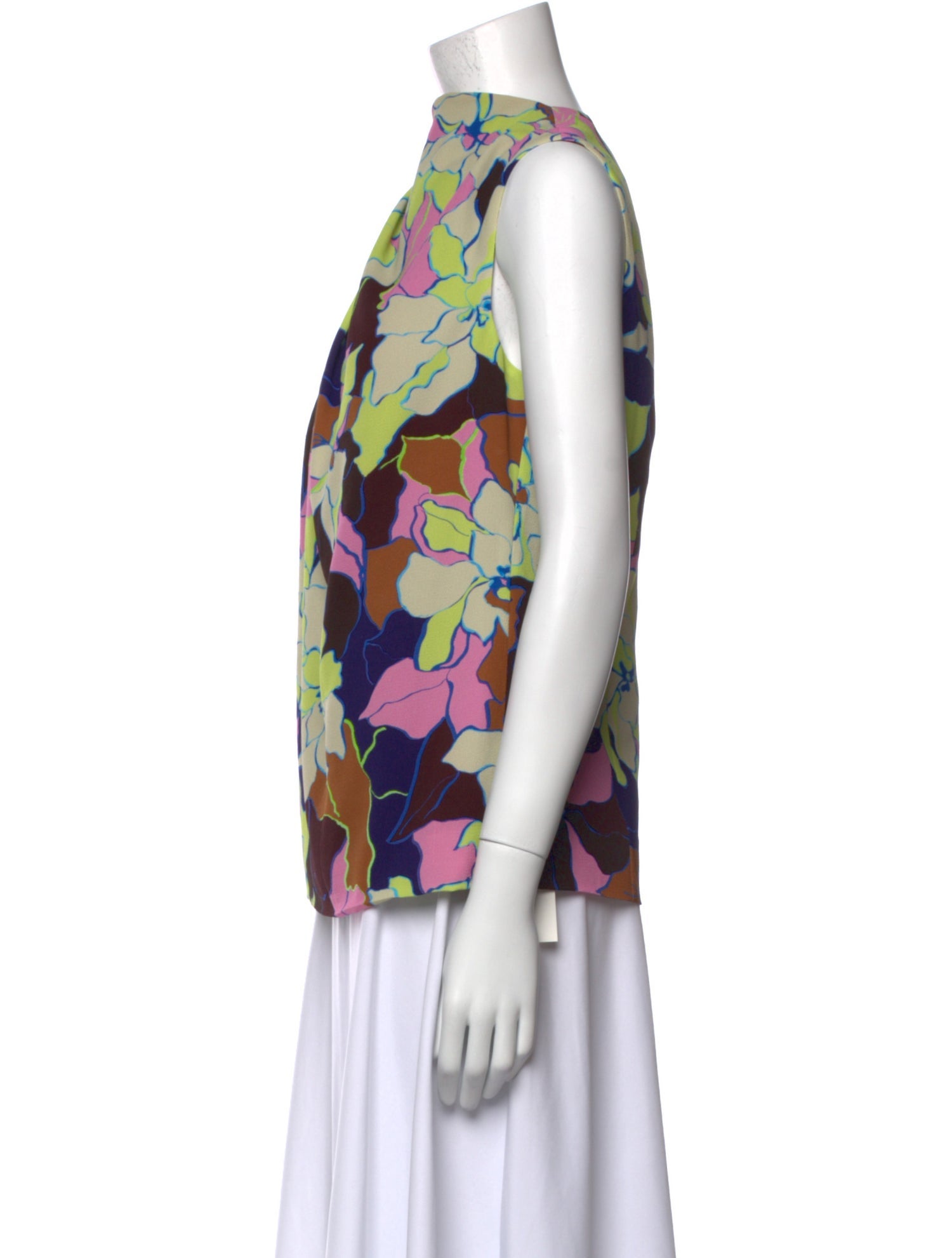 Dries Van Noten Floral Print Mock Neck Blouse