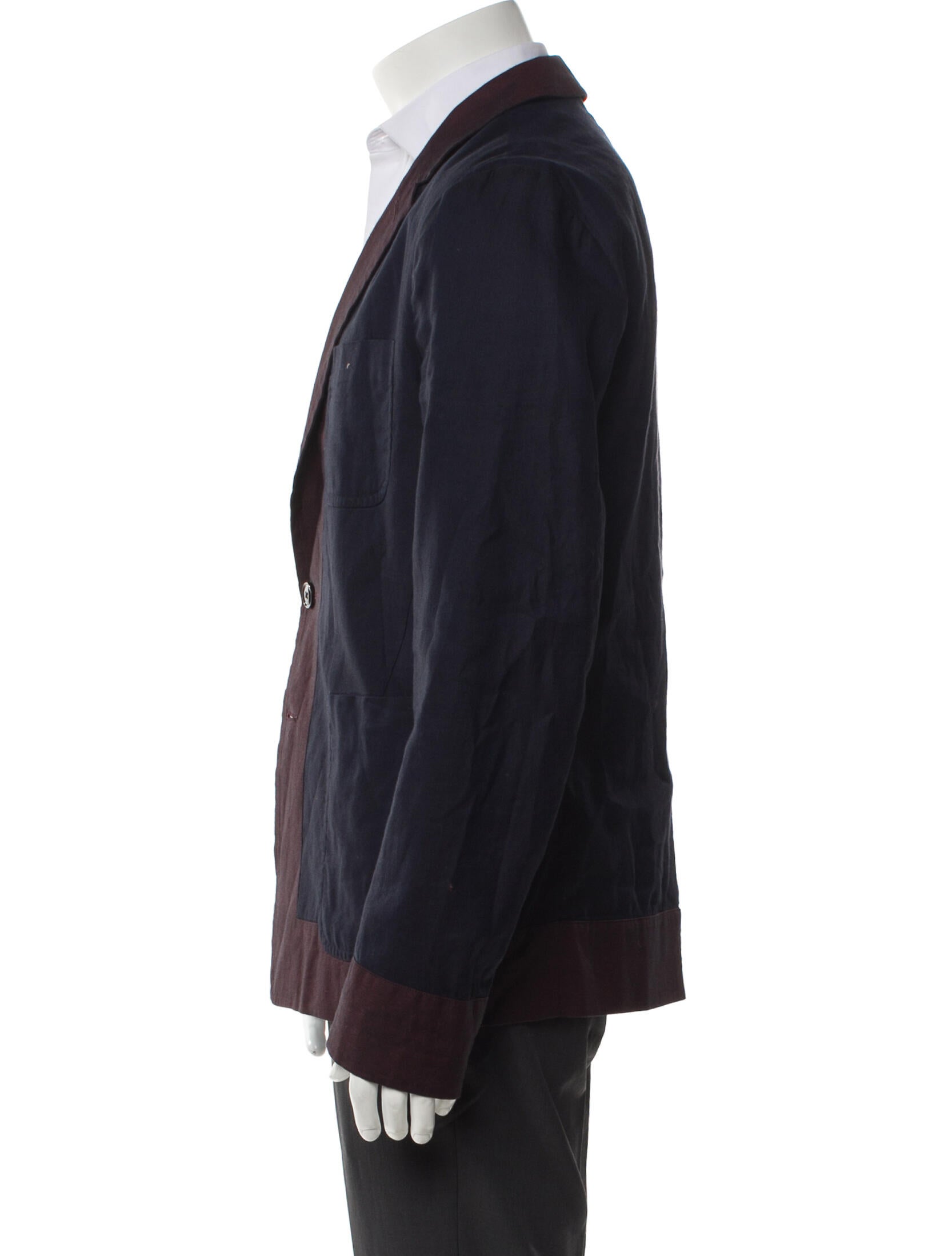 Dries Van Noten Linen Colorblock Pattern Blazer