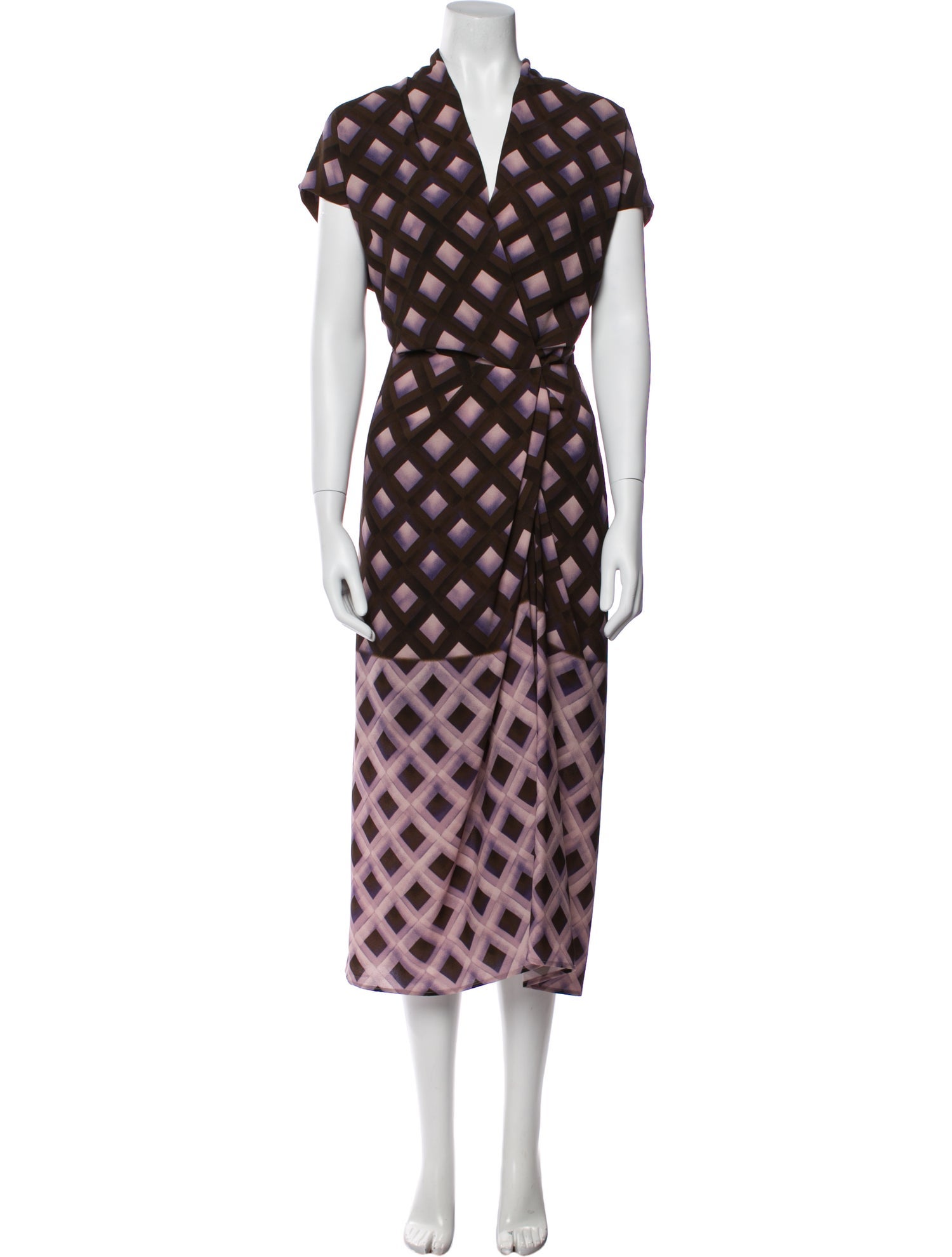 Dries Van Noten Plaid Print Midi Length Dress