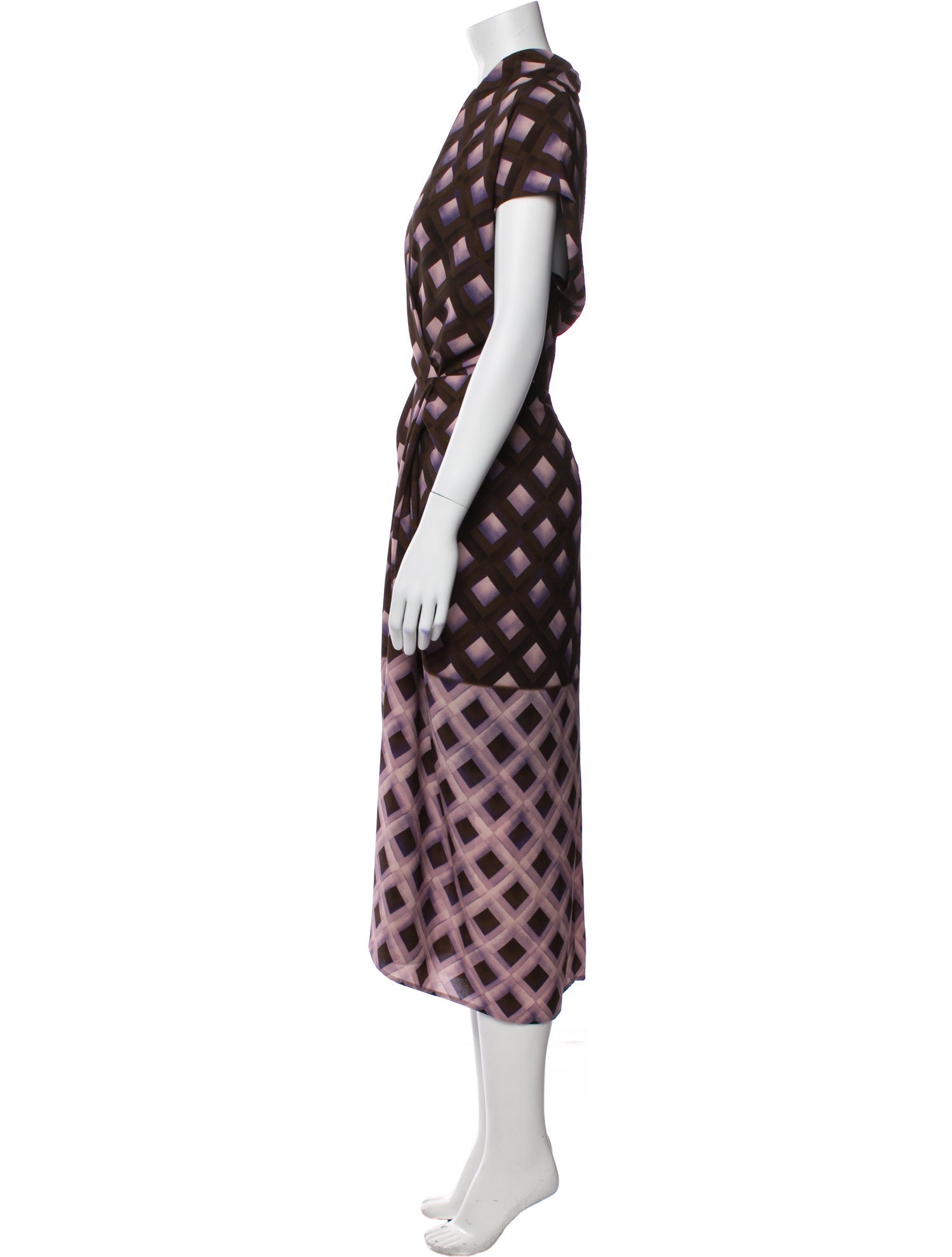 Dries Van Noten Plaid Print Midi Length Dress