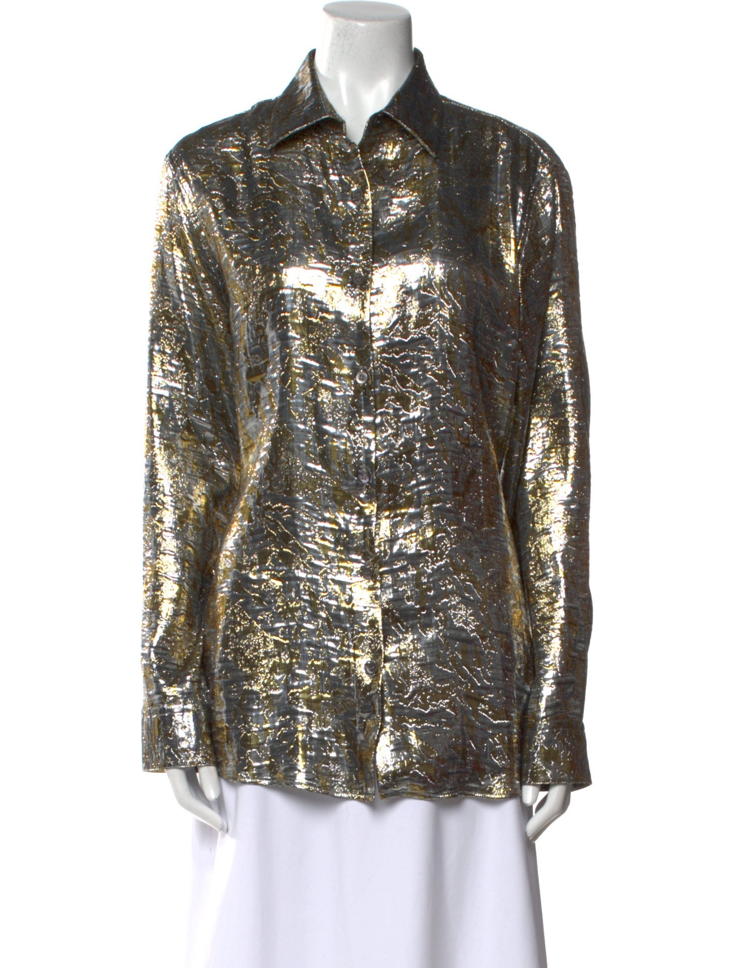 Dries Van Noten Patterned Long Sleeve Button-Up Top