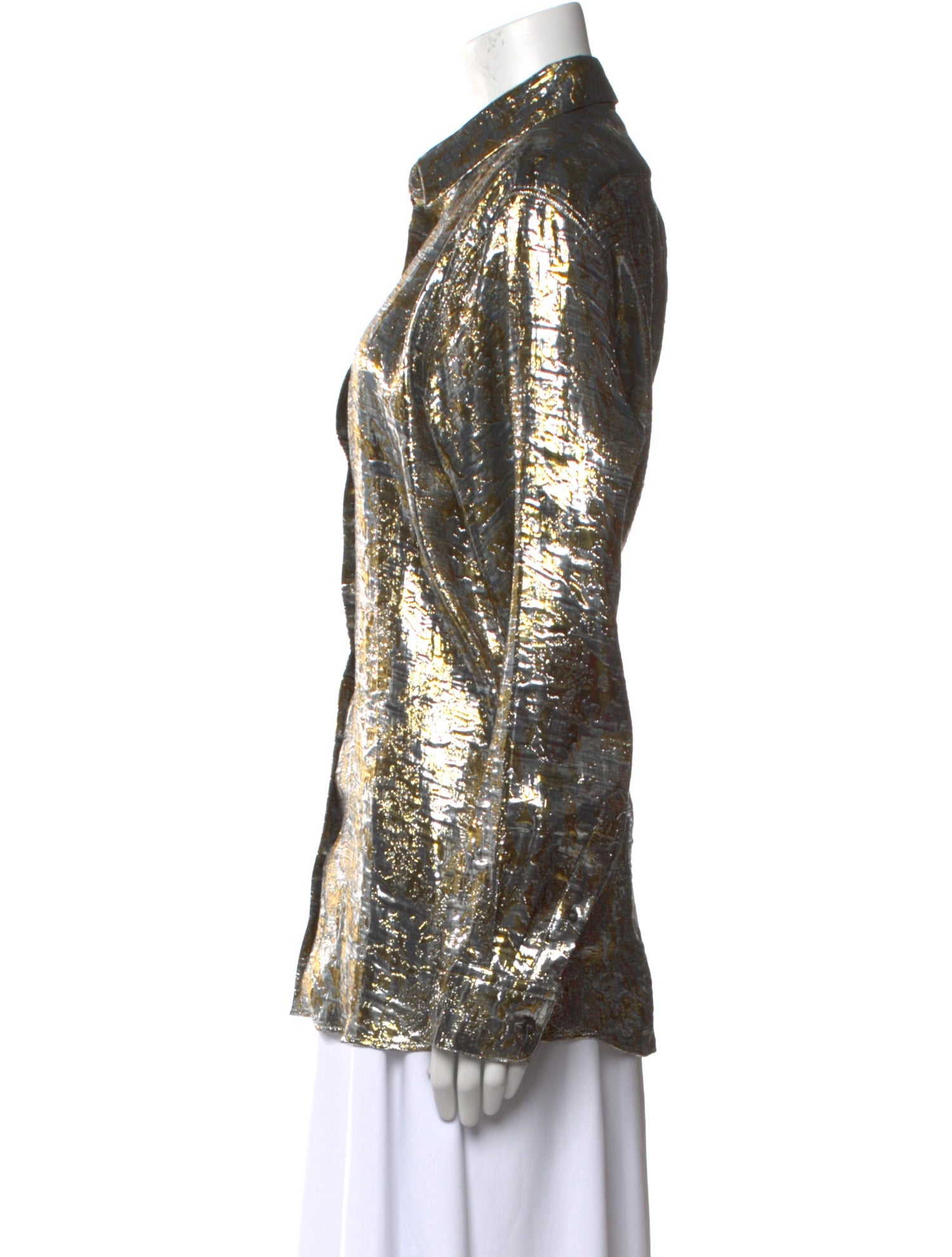 Dries Van Noten Patterned Long Sleeve Button-Up Top