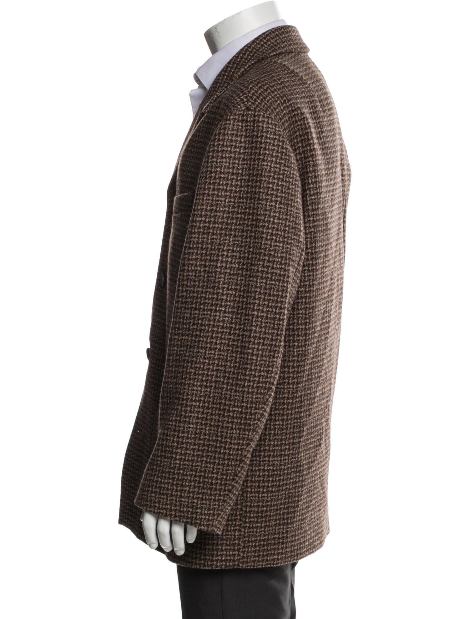 Dries Van Noten Wool Tweed Pattern Peacoat