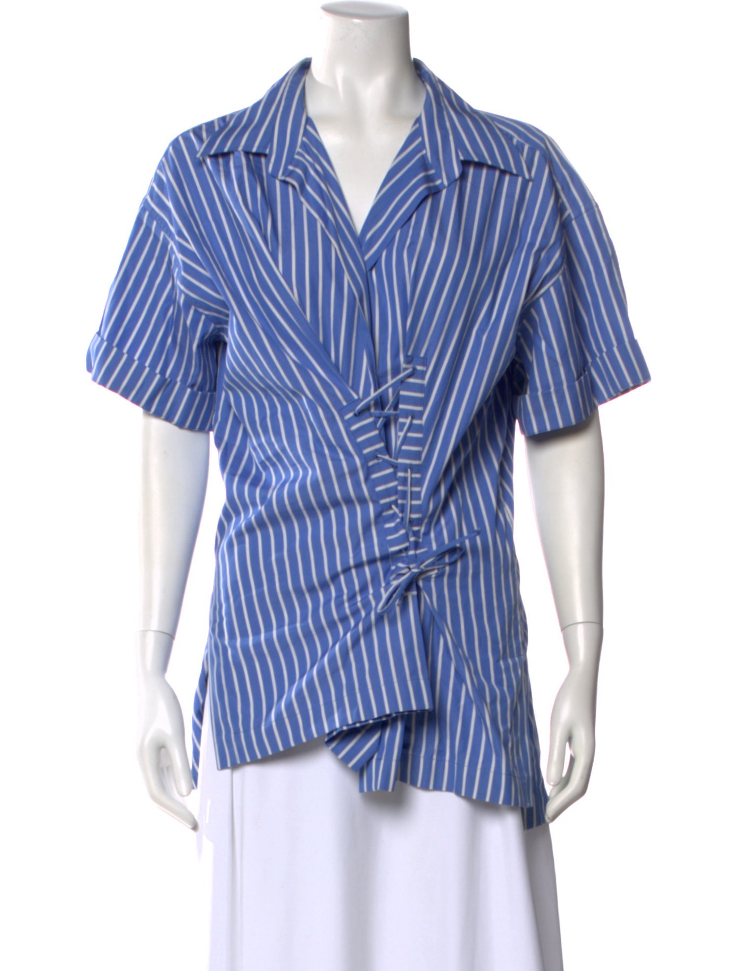 Dries Van Noten Striped Short Sleeve Button-Up Top