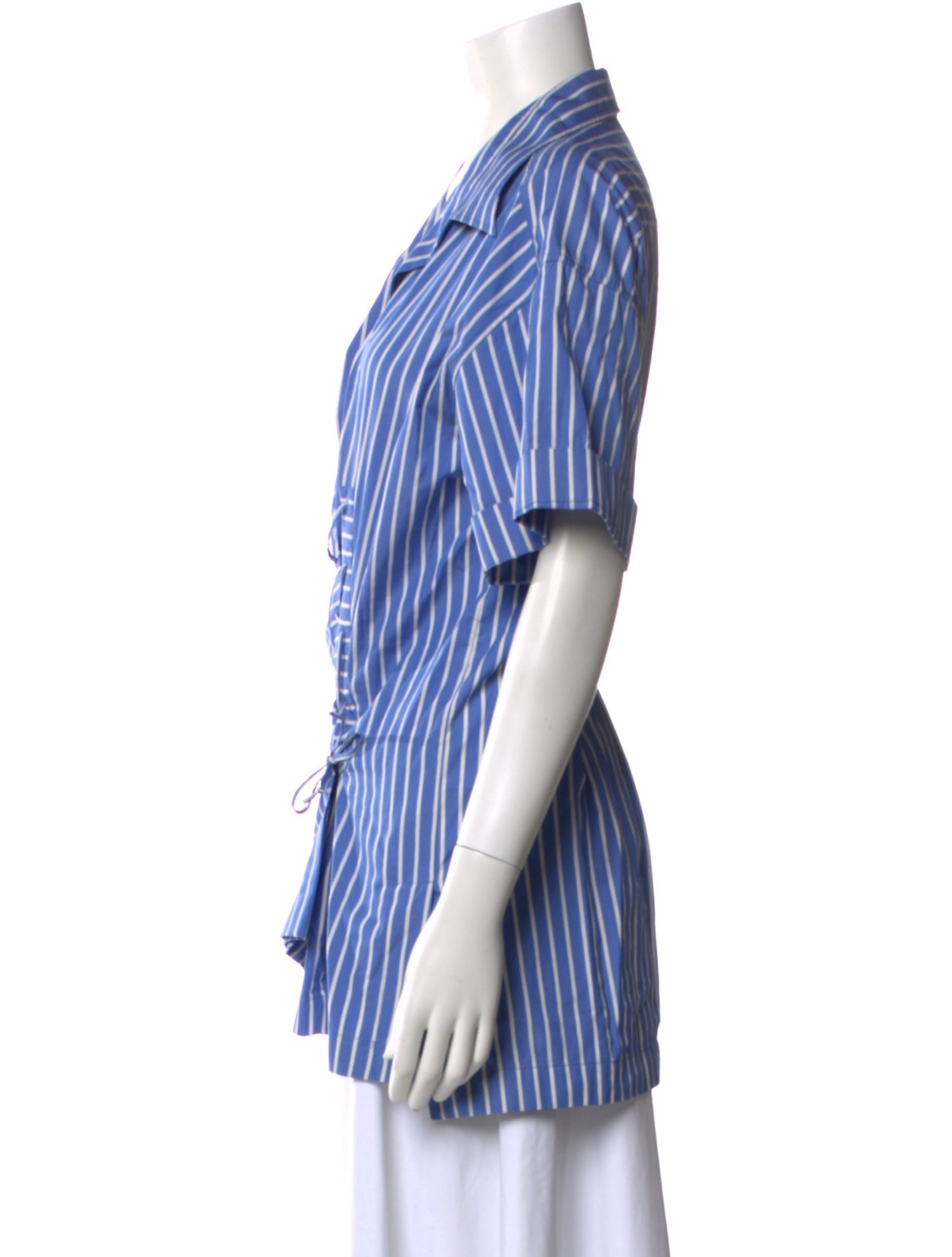 Dries Van Noten Striped Short Sleeve Button-Up Top