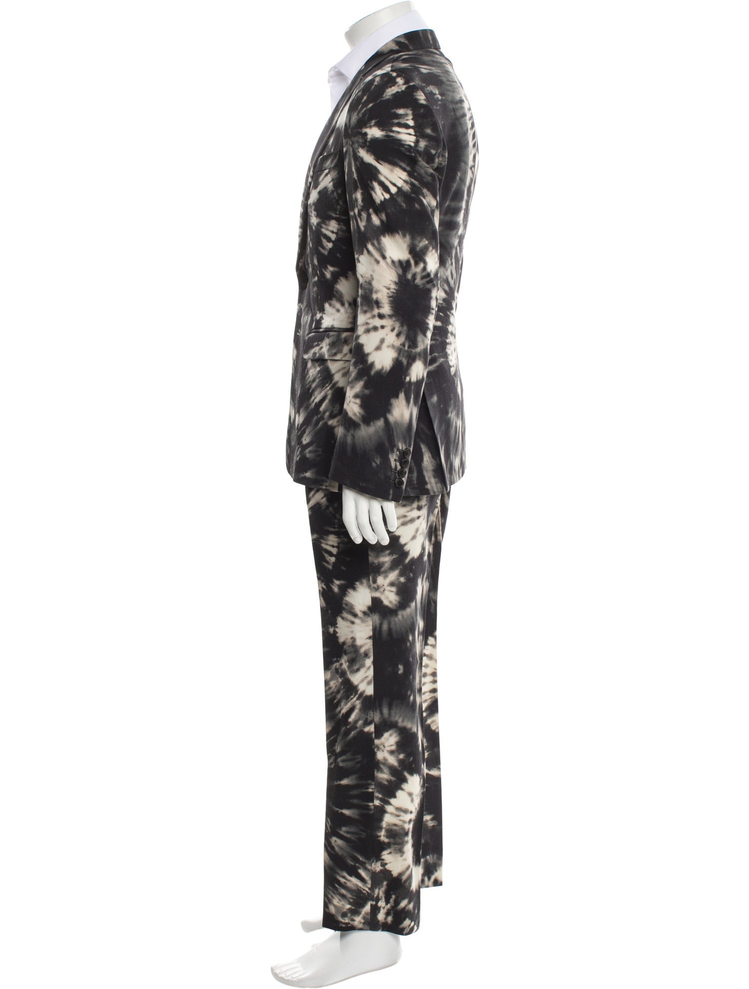 Dries Van Noten Wool Tie-Dye Print Two-Piece Suit