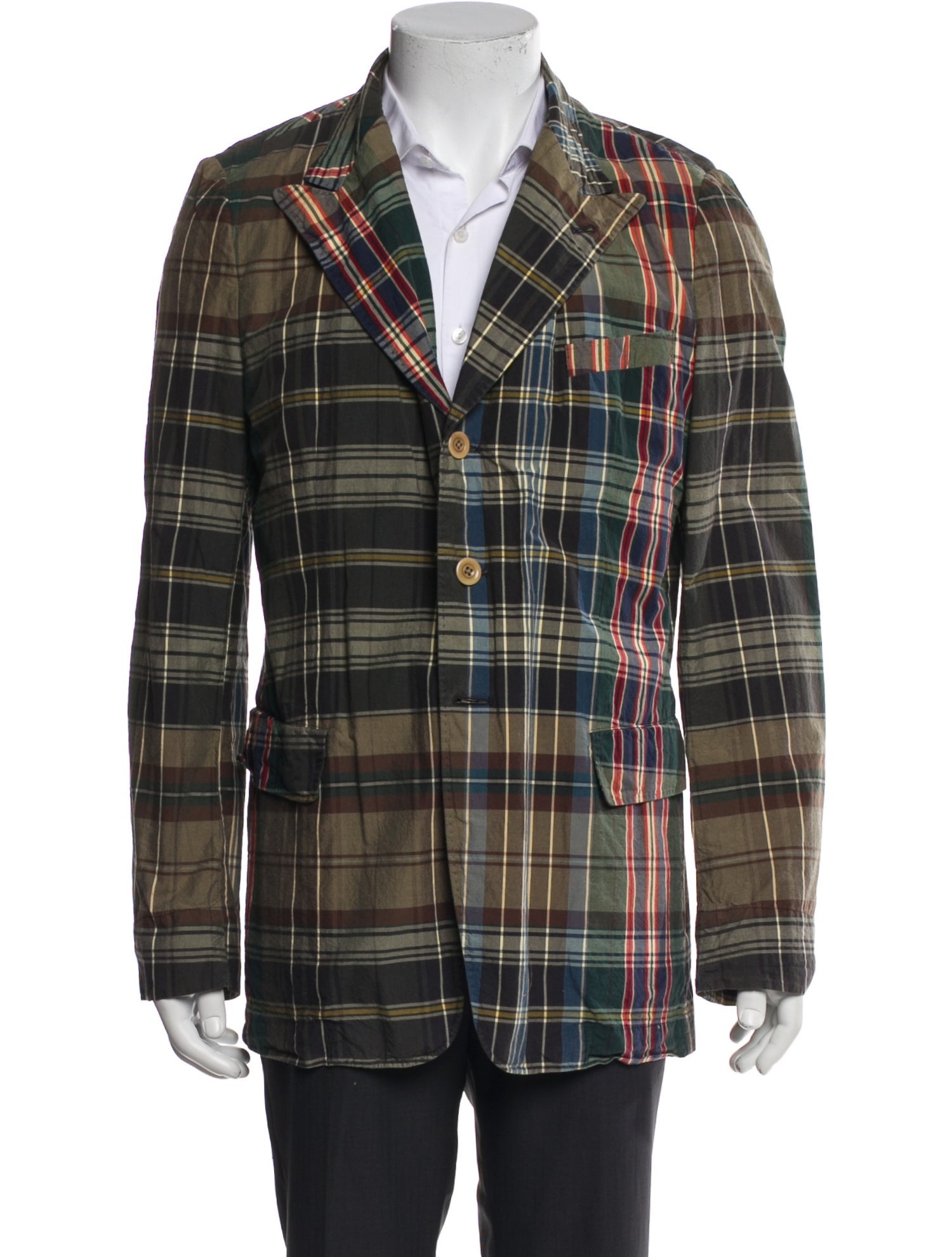 Dries Van Noten Plaid Print Peacoat
